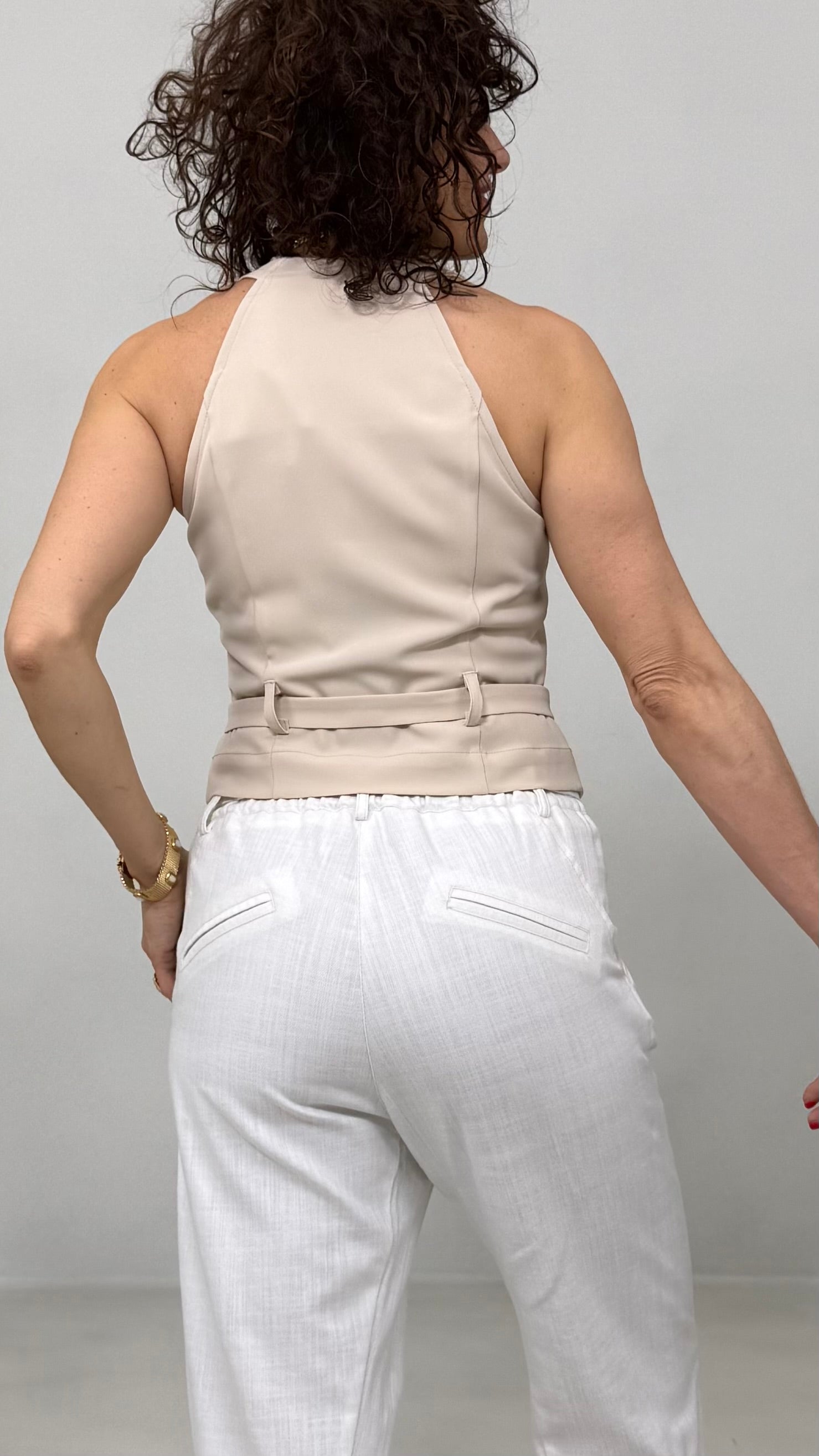 GILET IN CADY FLUIDO CON PIZZO SCOLLO