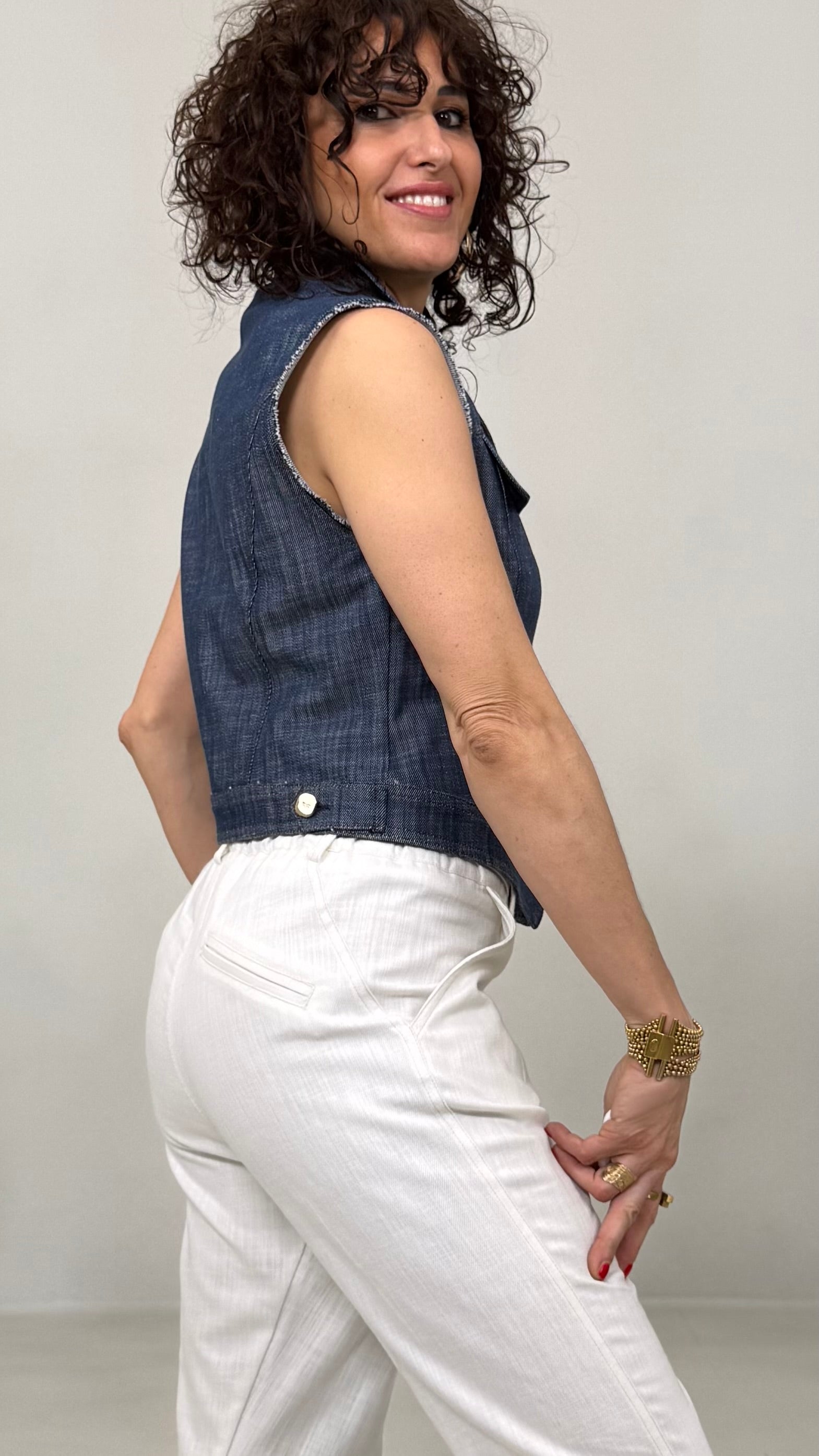 GILET-GIUBBETTO IN COTONE JEANS