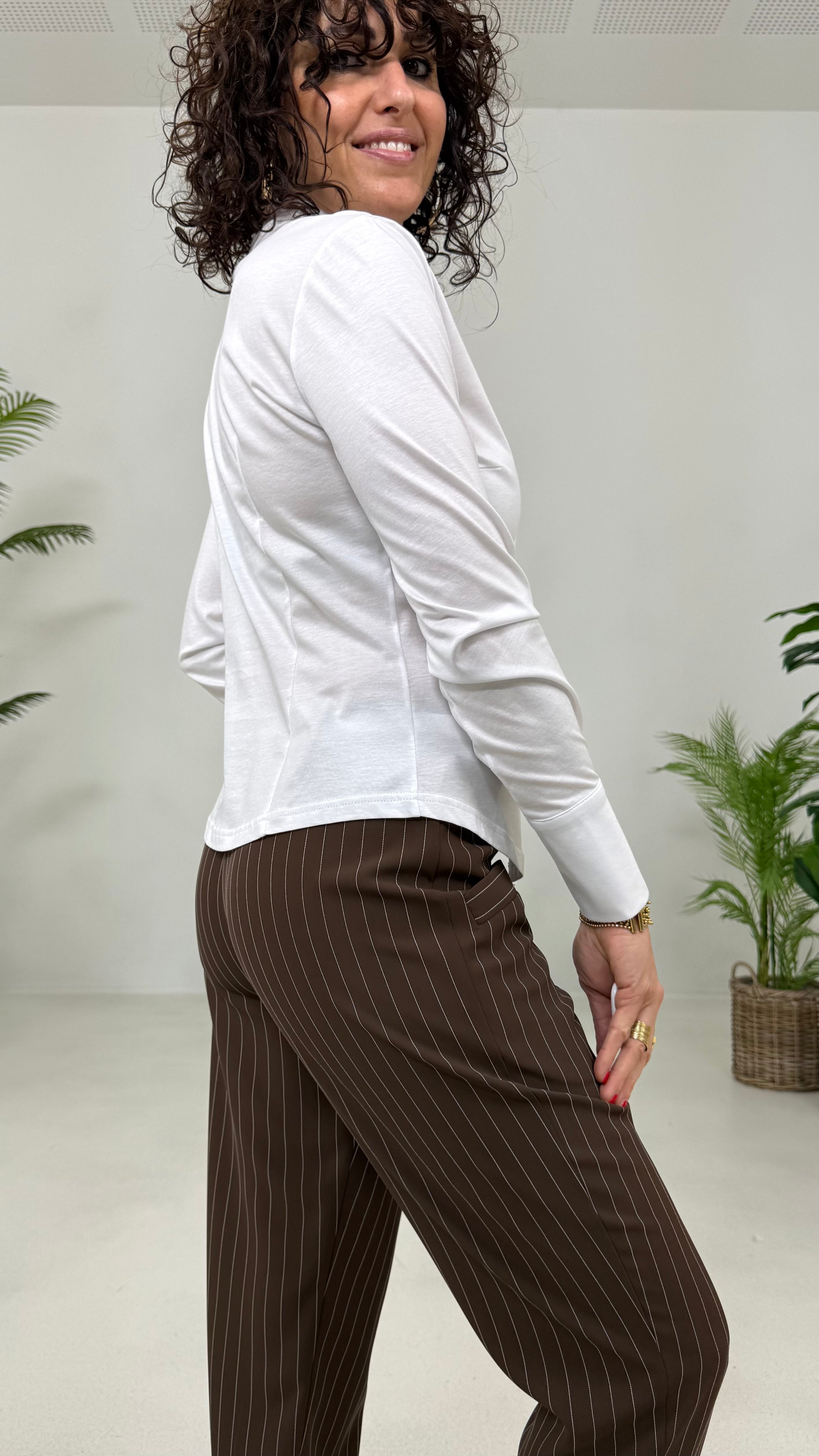 CAMICIA IN JERSEY COTONE MODALSCOLLO A V CON CATENELLA