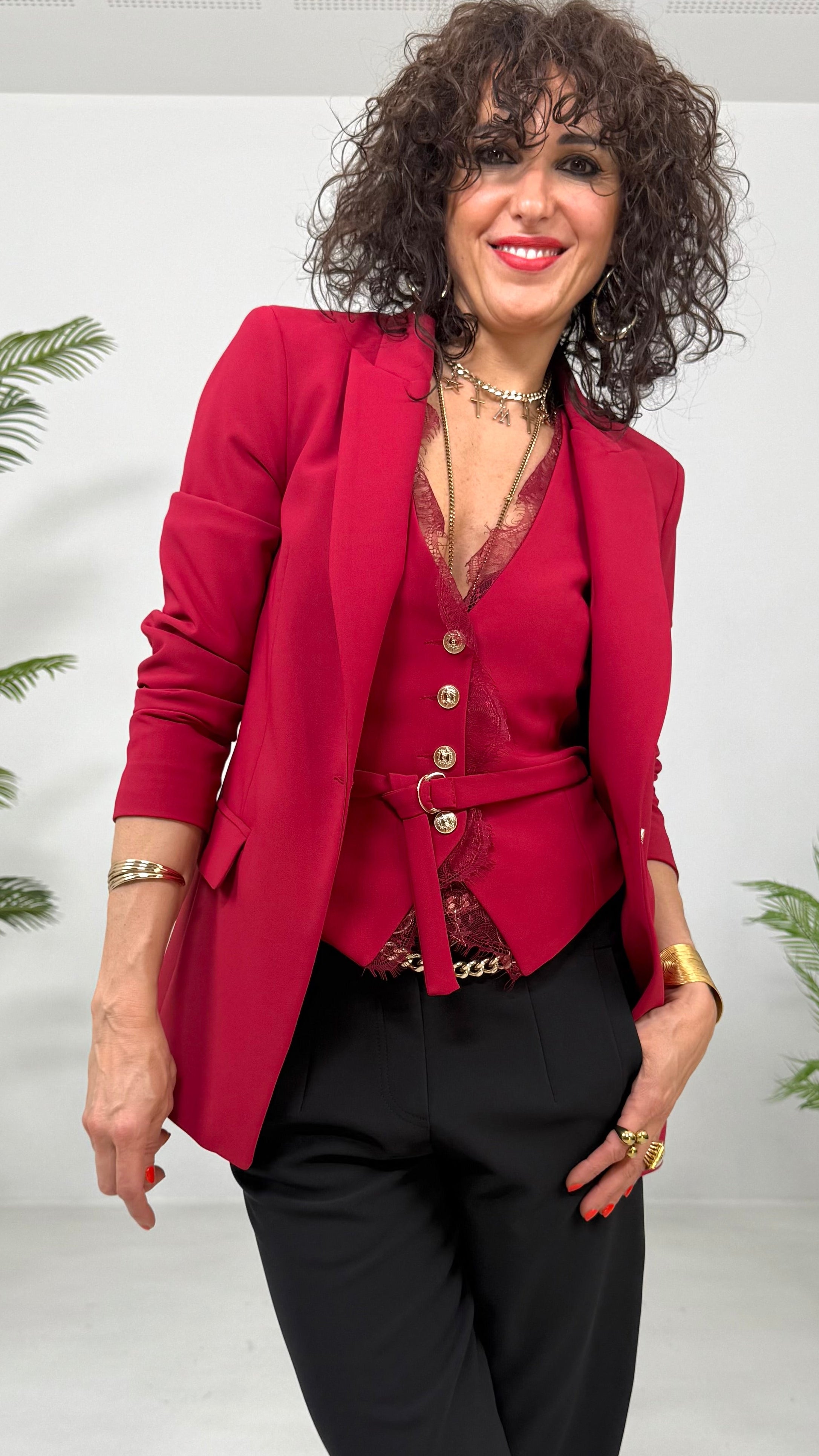 GILET IN CADY TECNICO CON PIZZO SCOLLO