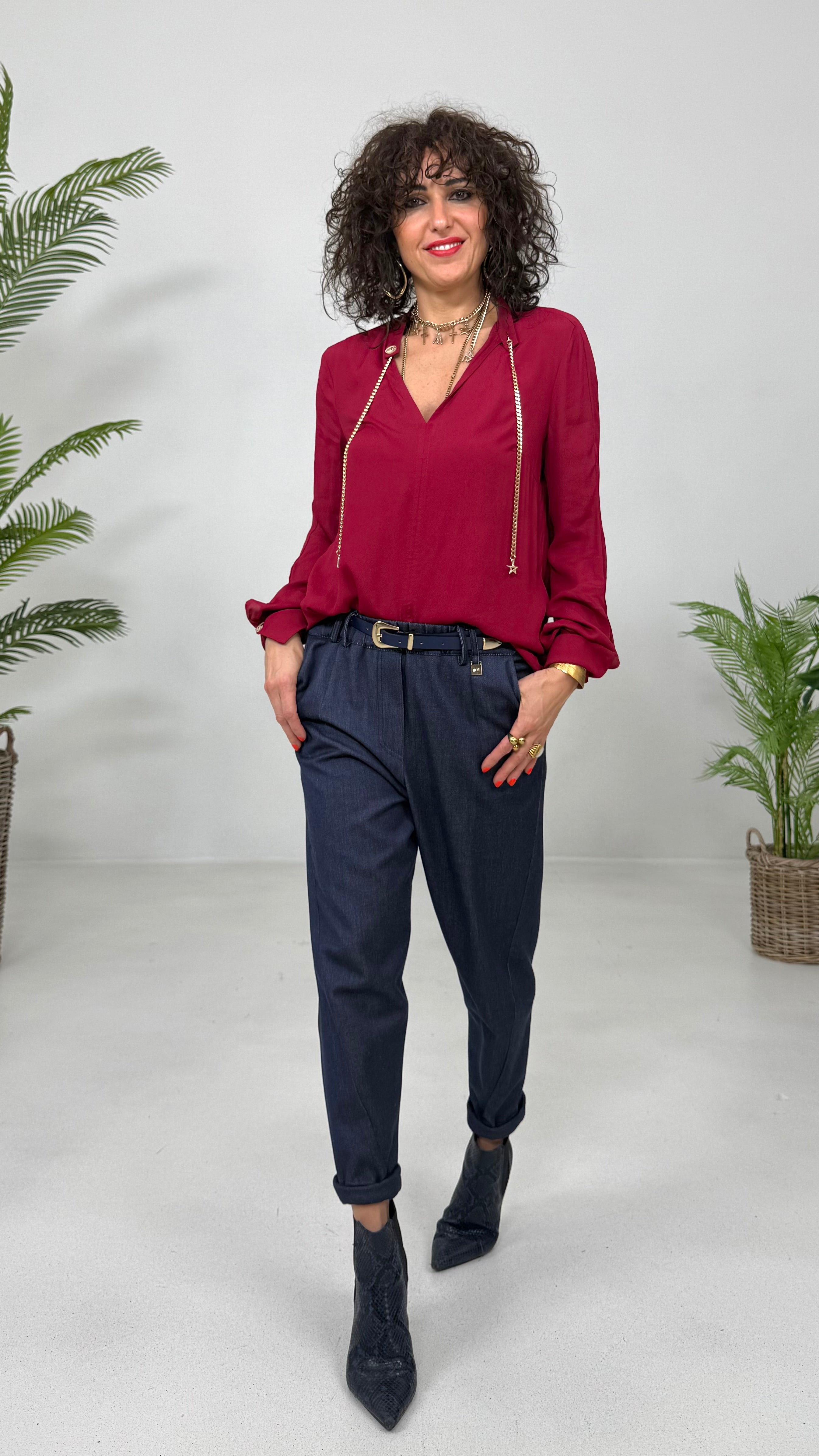 CAMICIA IN GEORGETTE CON CATENELLA