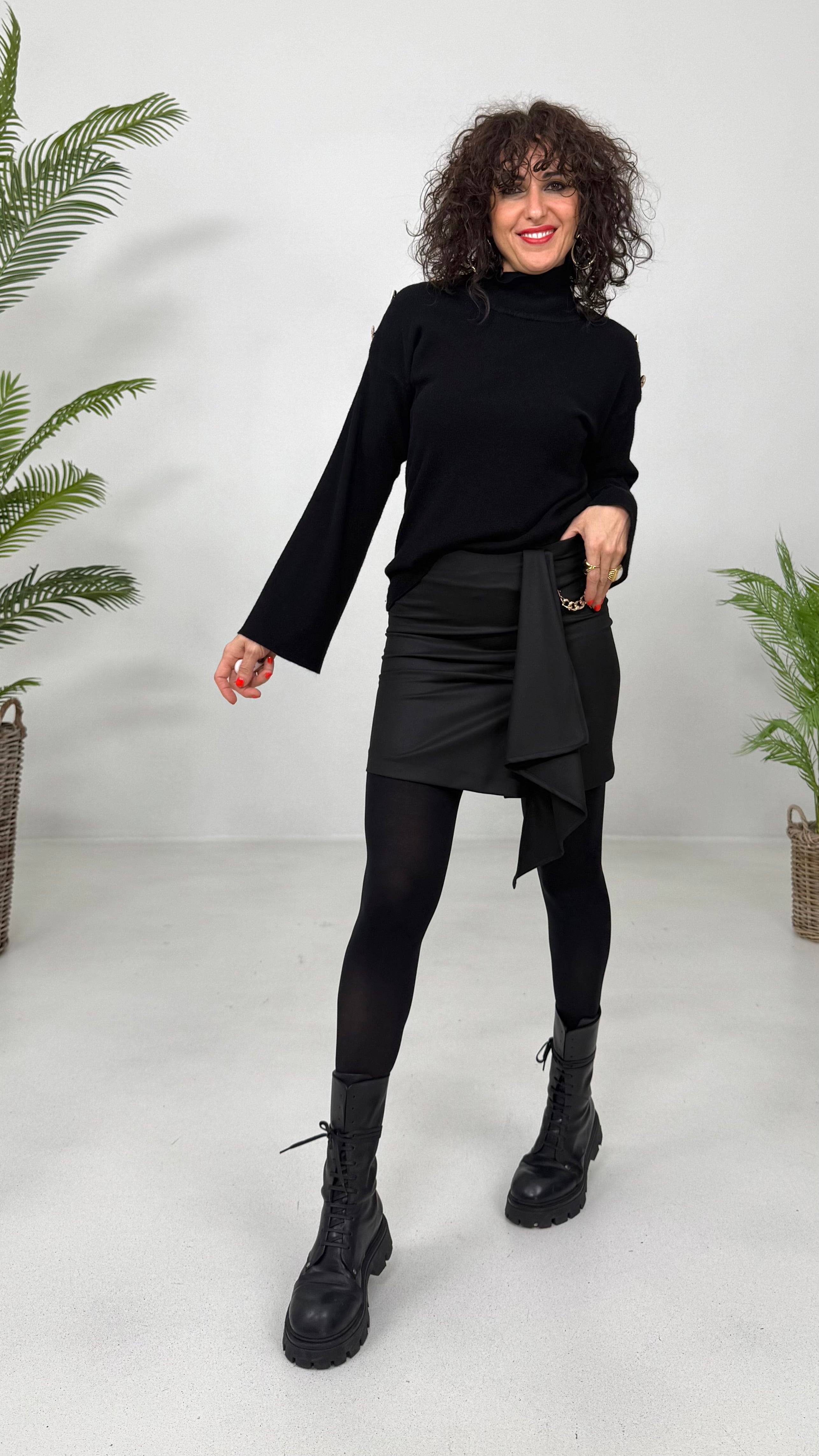 GONNA IN FLANELLA CARDATA CON PIEGONE DAVANTI