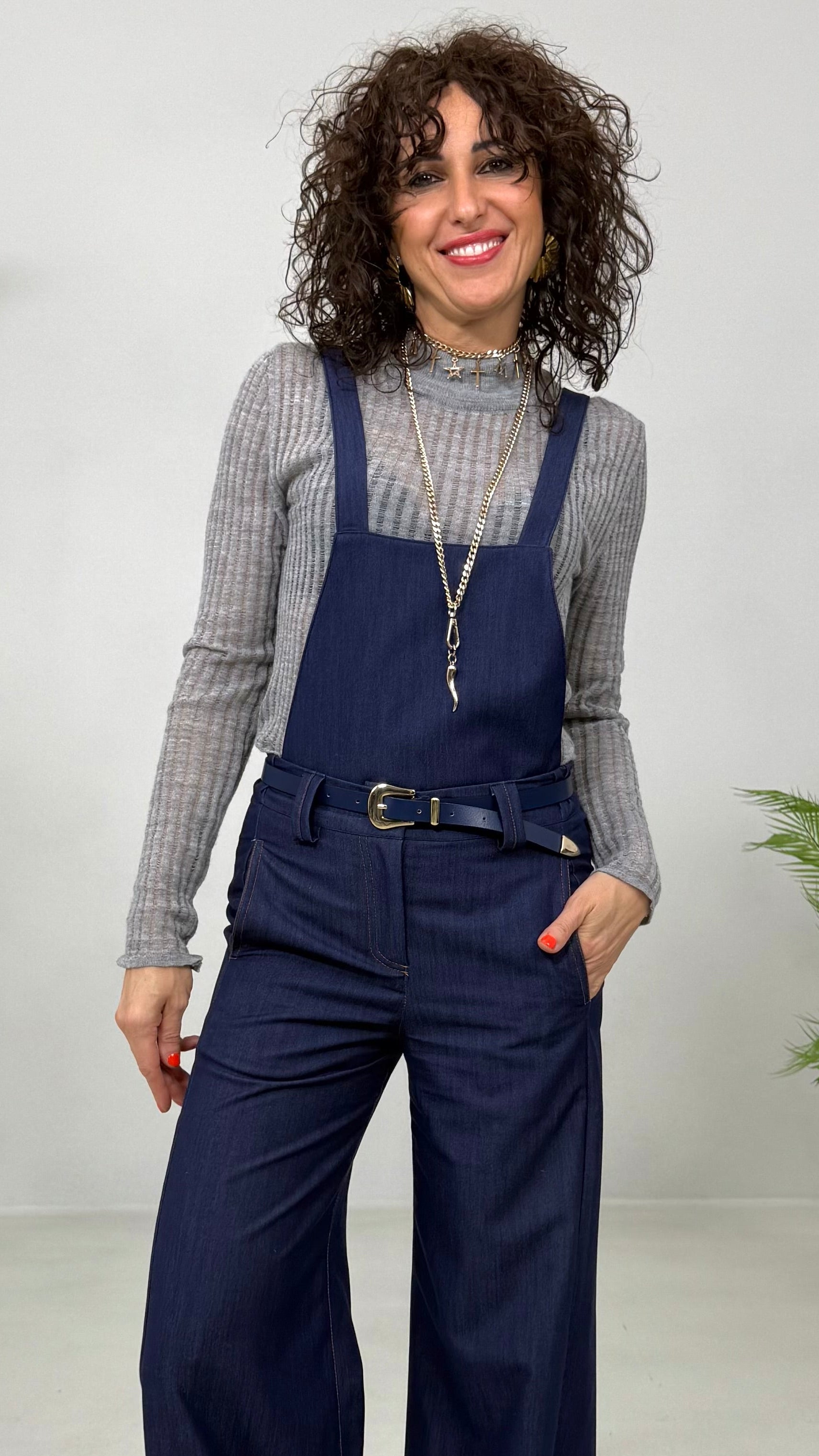 PETTORINA PER EFFETTO SALOPETTE IN JEANS SLEGATO