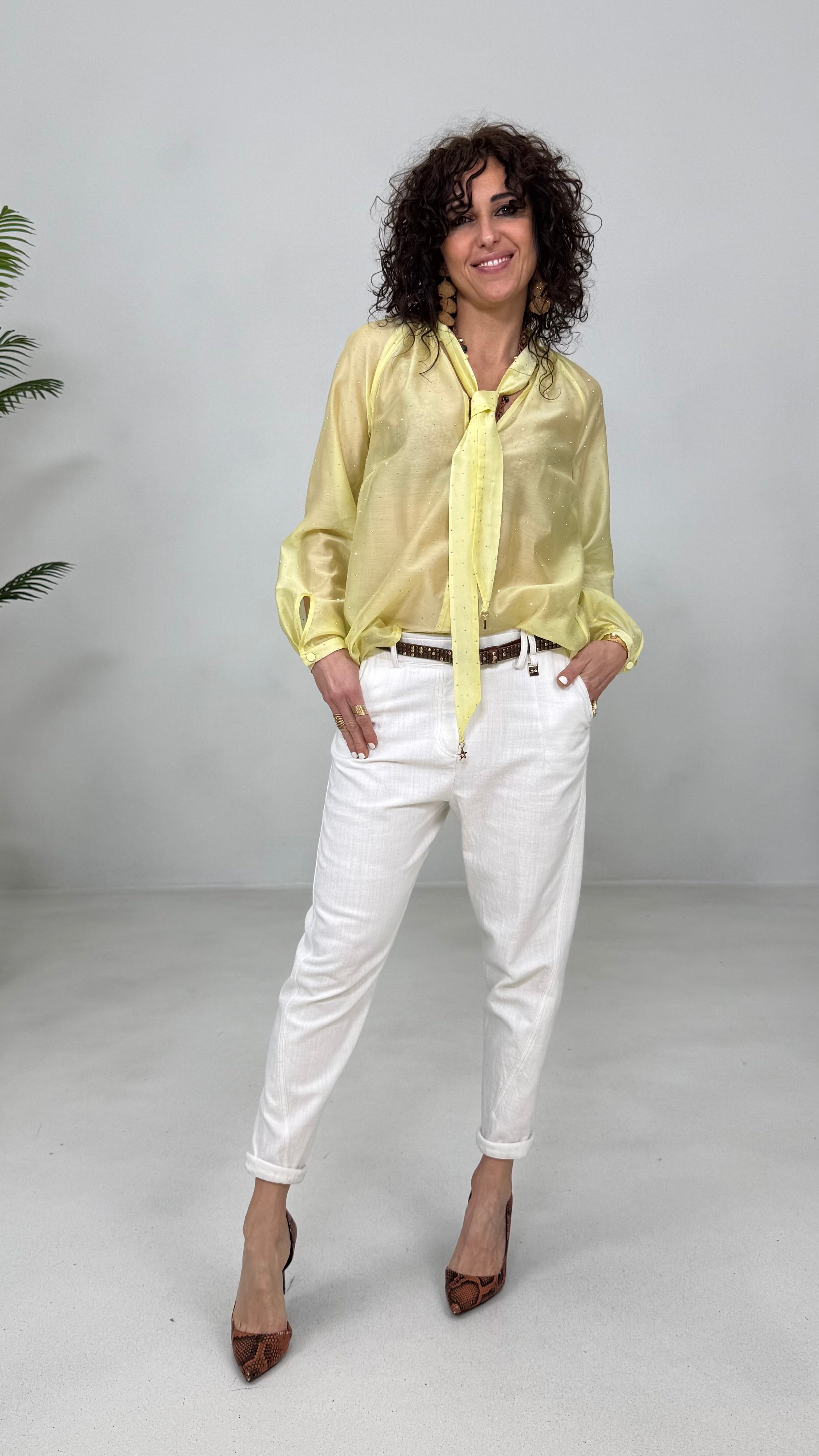 CAMICIA TRAPEZIO IN VOILE CON BORCHIE