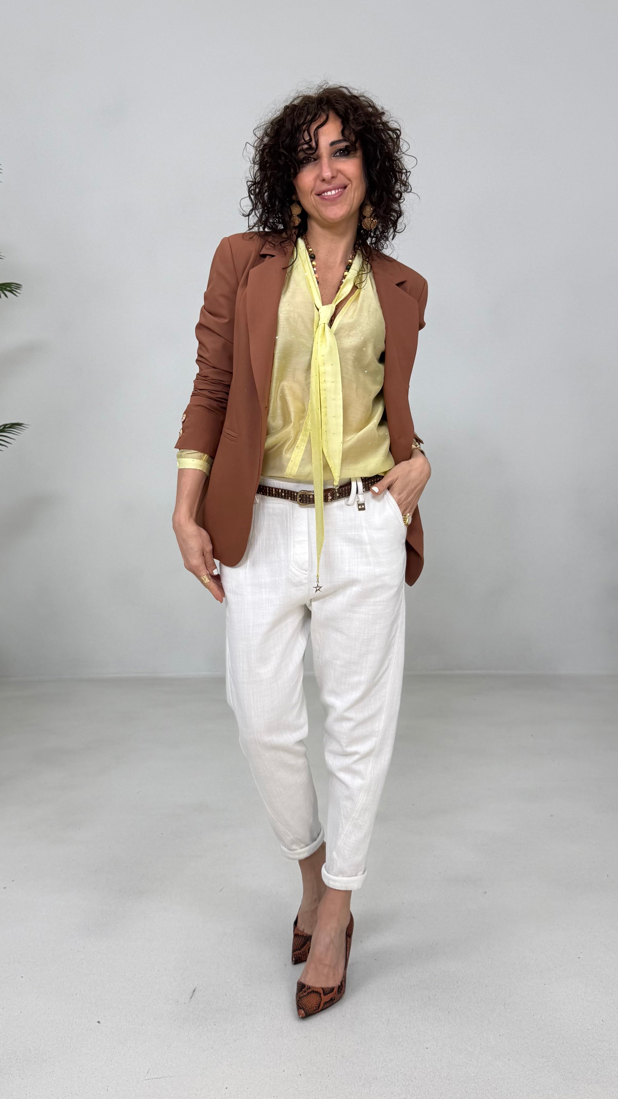 CAMICIA TRAPEZIO IN VOILE CON BORCHIE