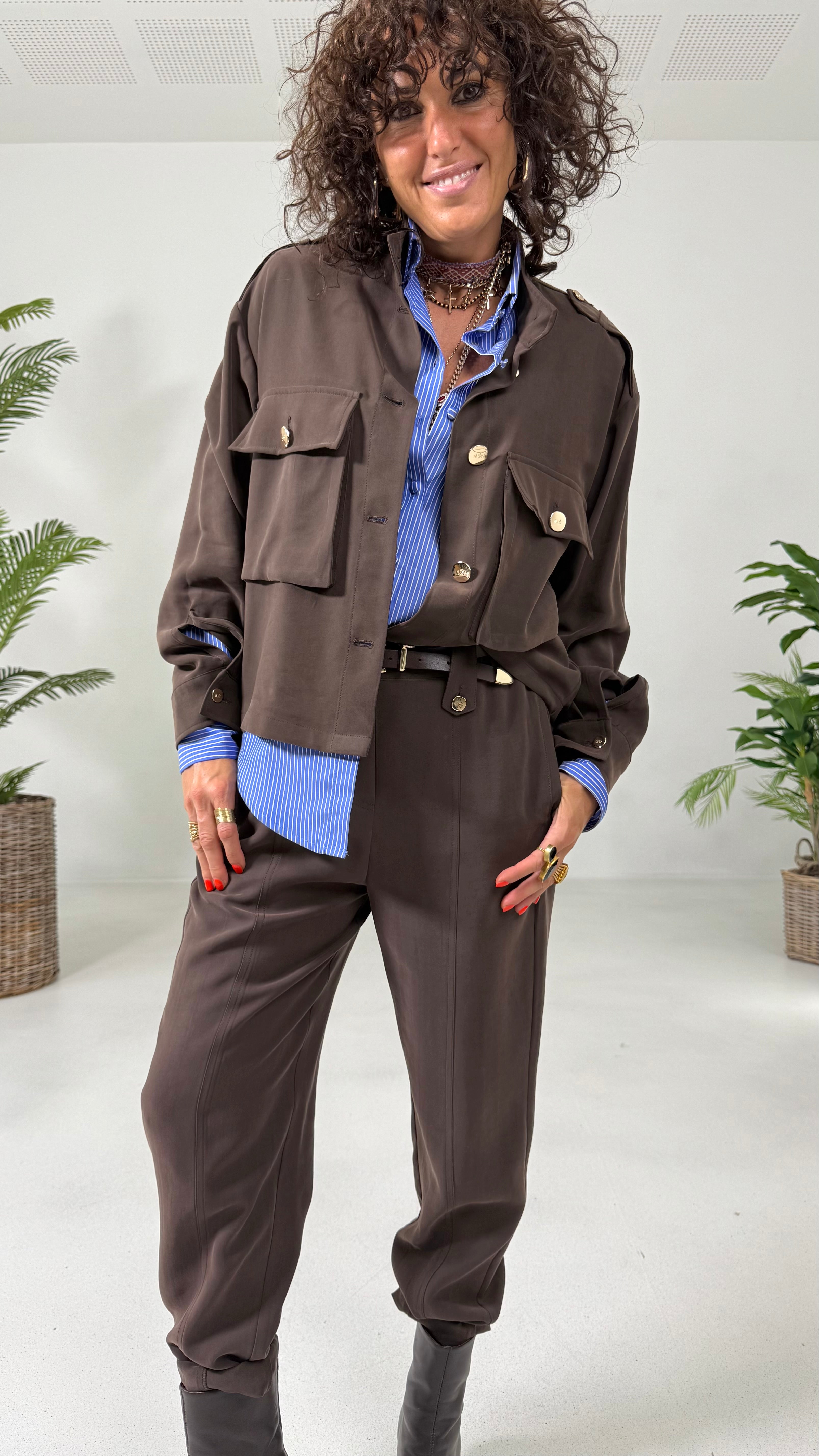 CAMICIA A RIGHE IN POPELINE DI COTONE LINEA A UOMO