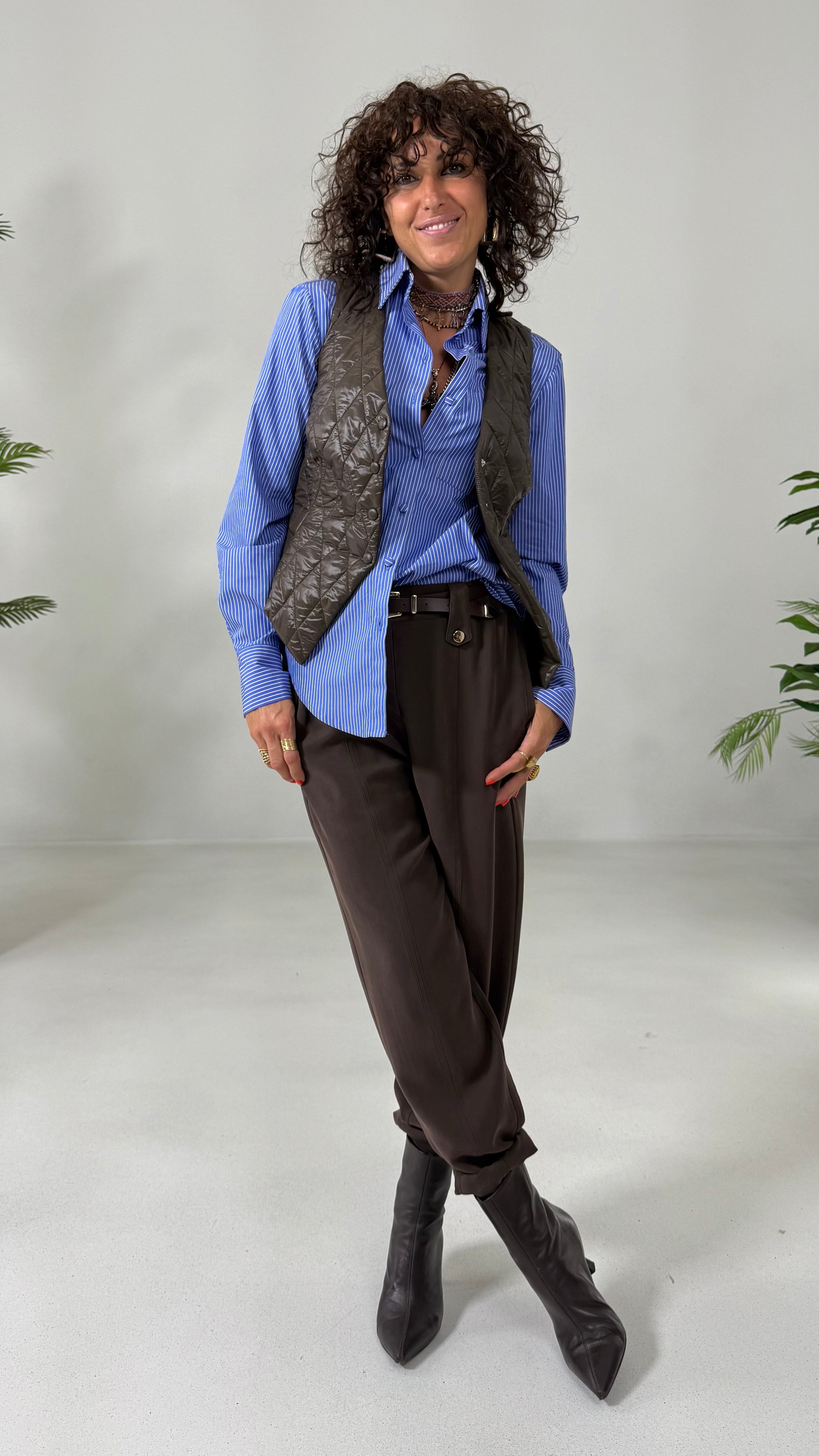 CAMICIA A RIGHE IN POPELINE DI COTONE LINEA A UOMO