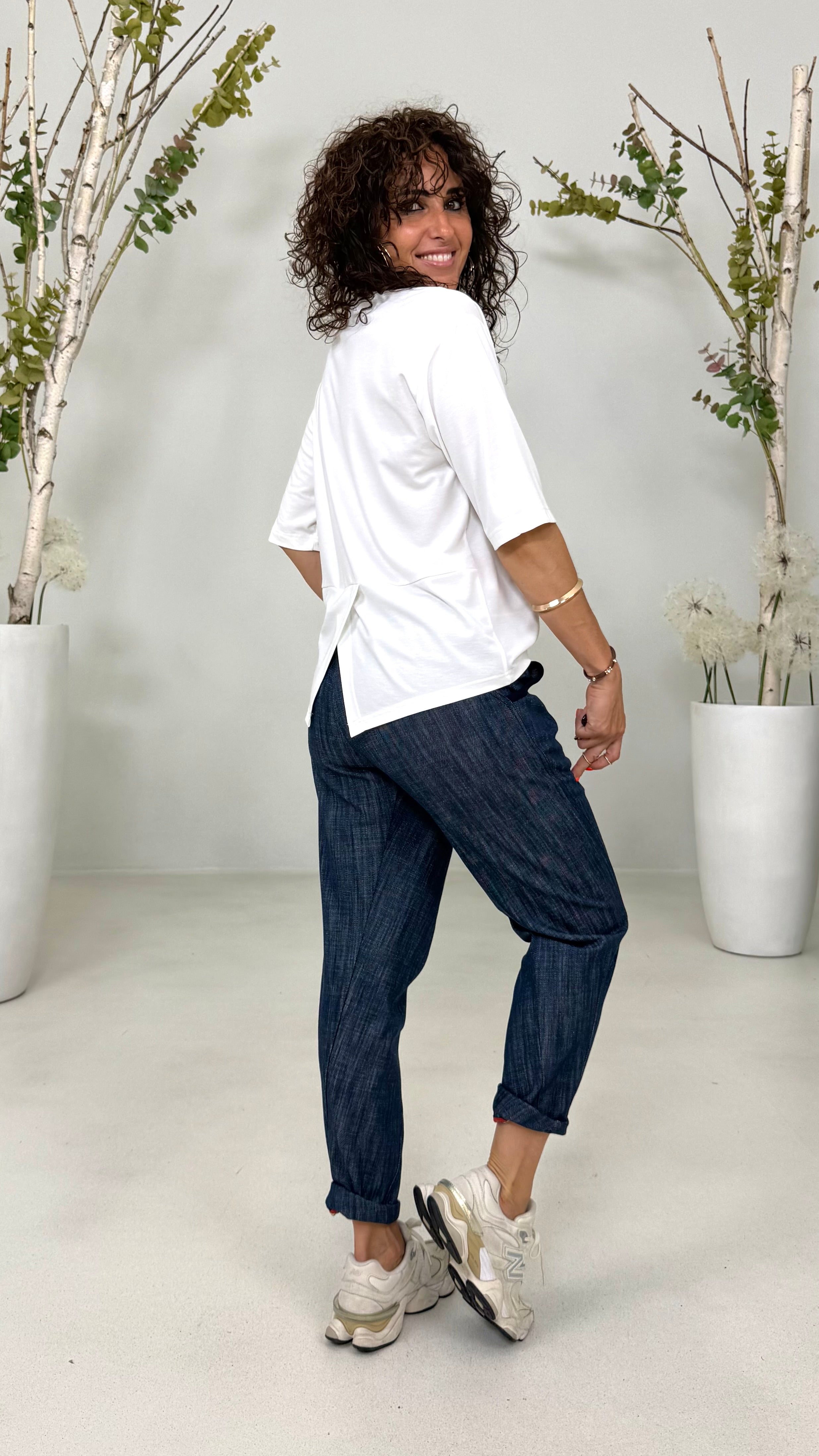 T-SHIRT VISCOSA SPACCO DIETRO MANICA AL GOMITO