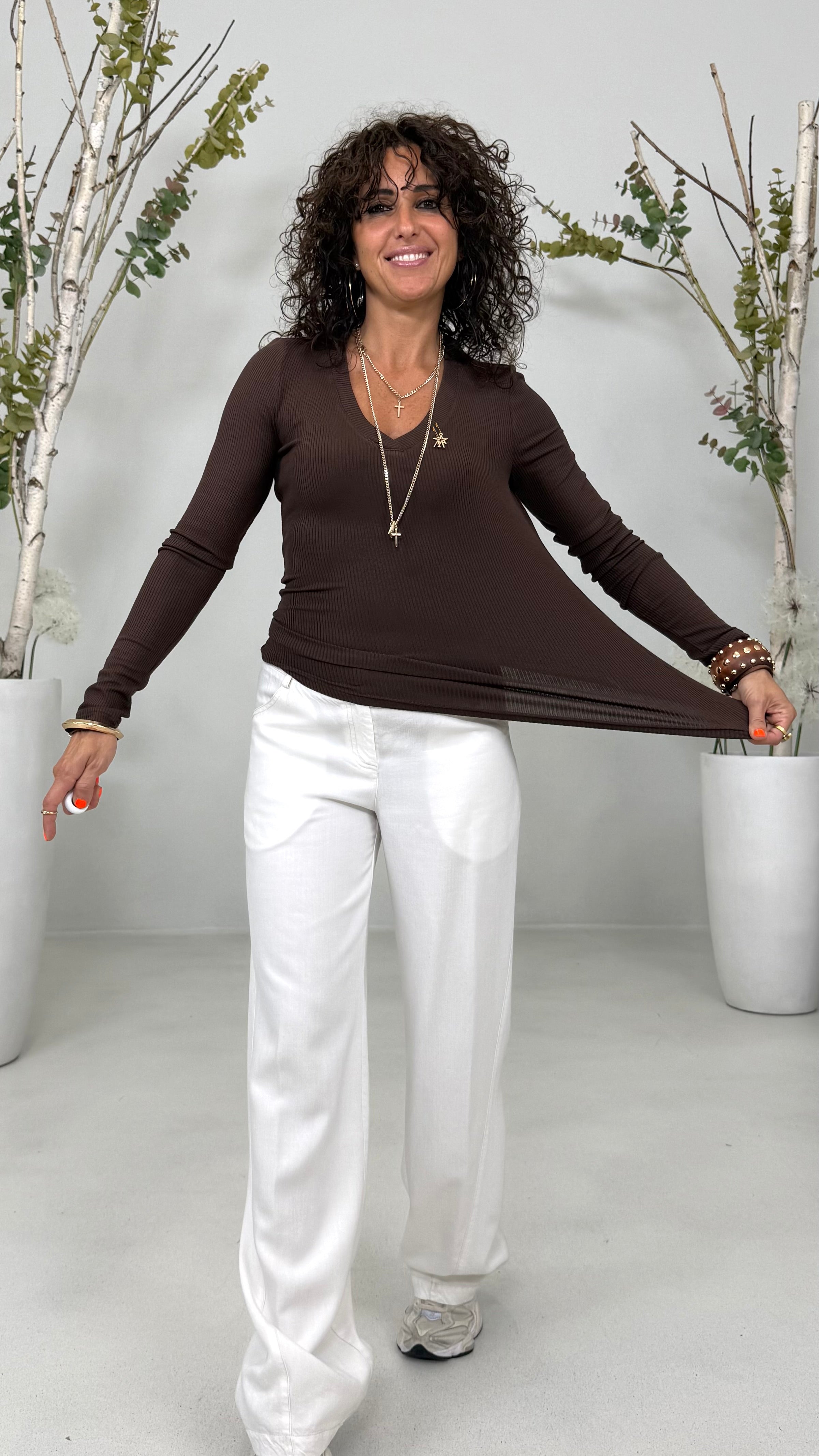 T-SHIRT COSTINA DI VISCOSA MANICA LUNGA