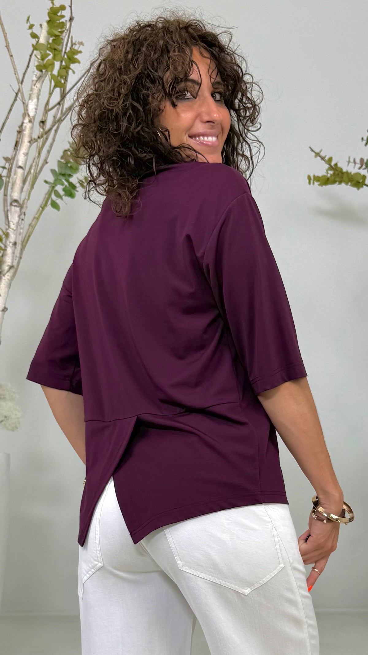 T-SHIRT VISCOSA SPACCO DIETRO MANICA AL GOMITO