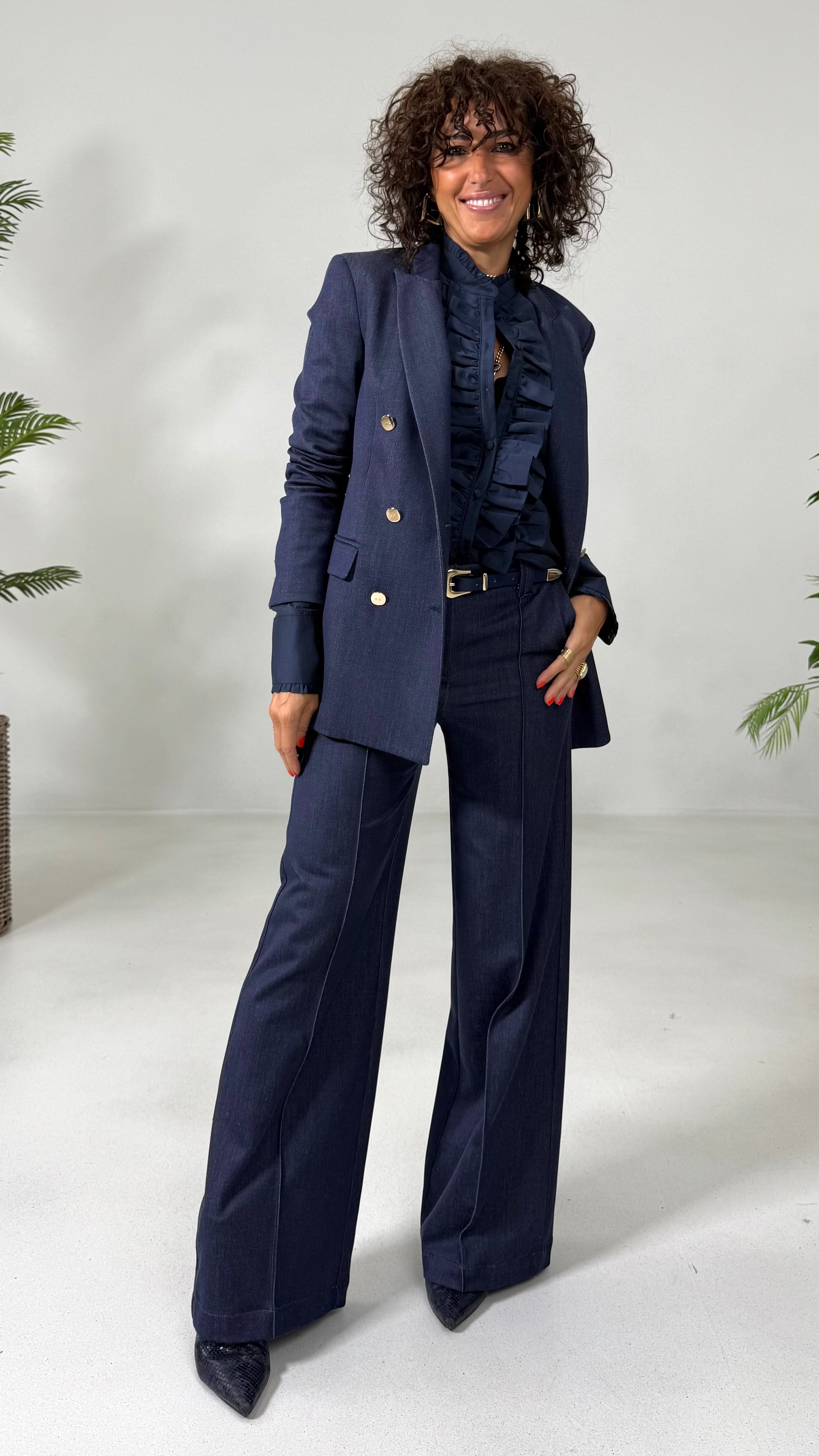 PALAZZO IN MAGLIA TECNICA EFFETTO JEANS