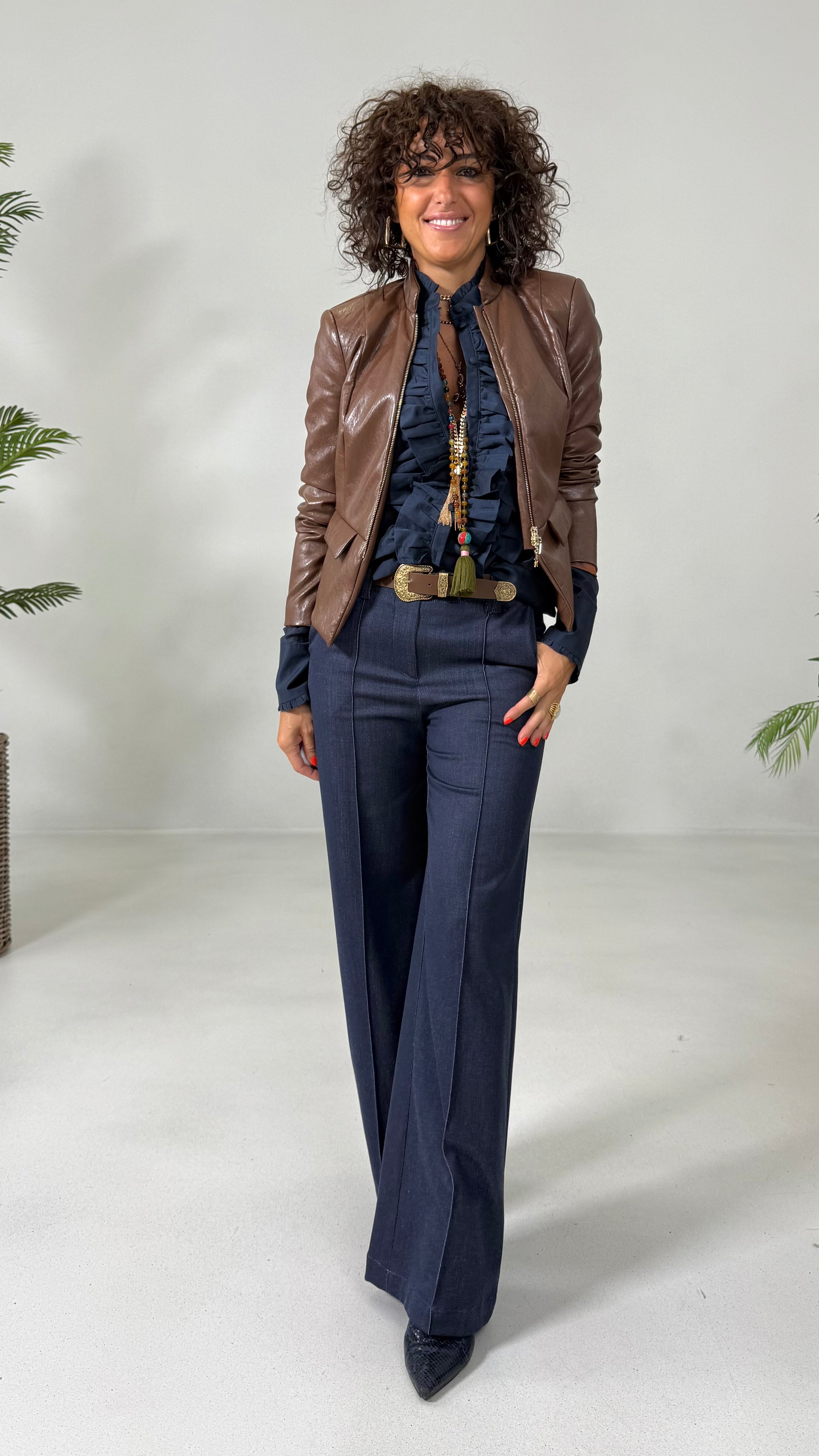 PALAZZO IN MAGLIA TECNICA EFFETTO JEANS