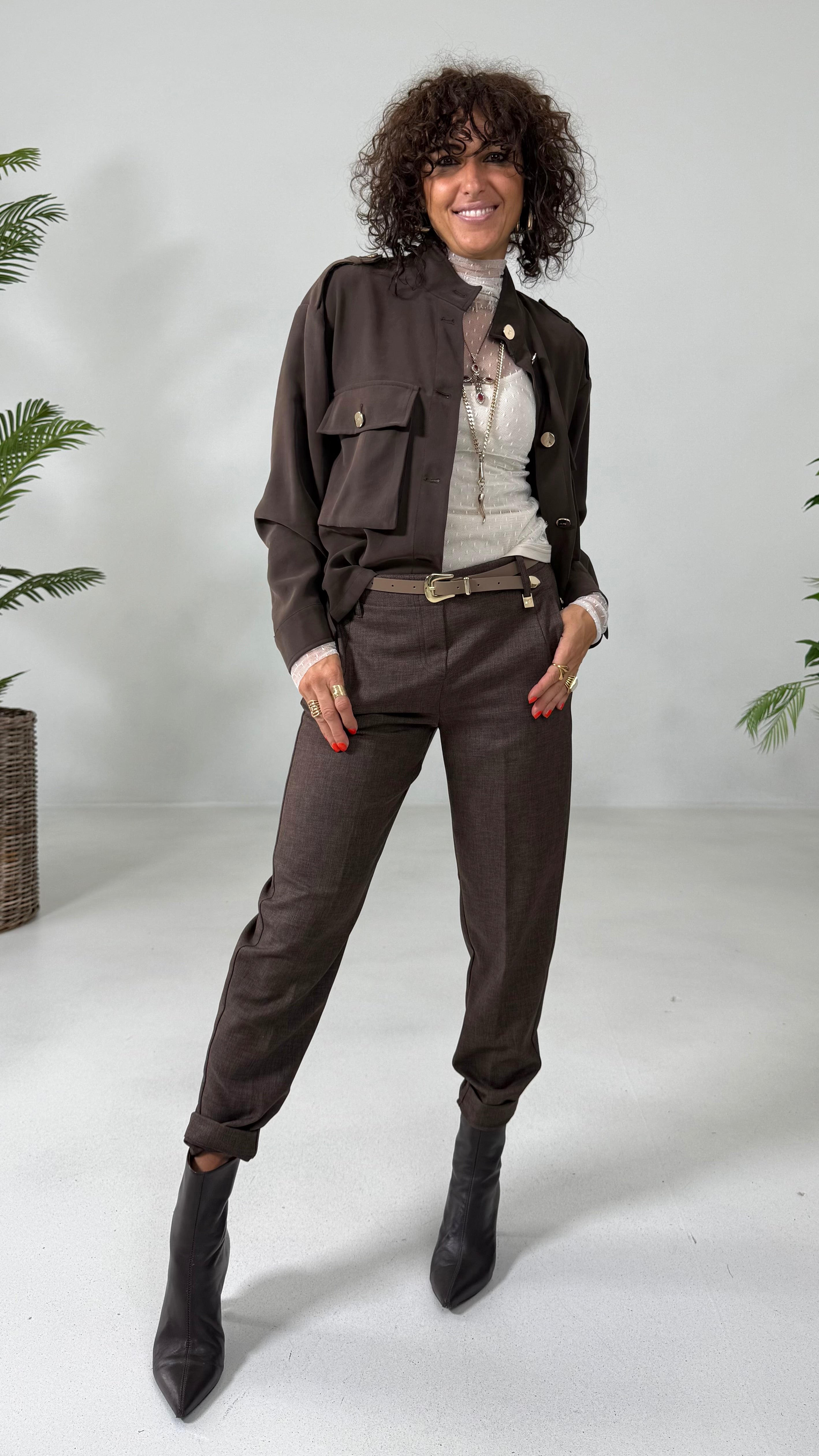 CAMICIA GIACCA CON TASCONI IN TECNICO VISCOSA EFFETTO CUPRO