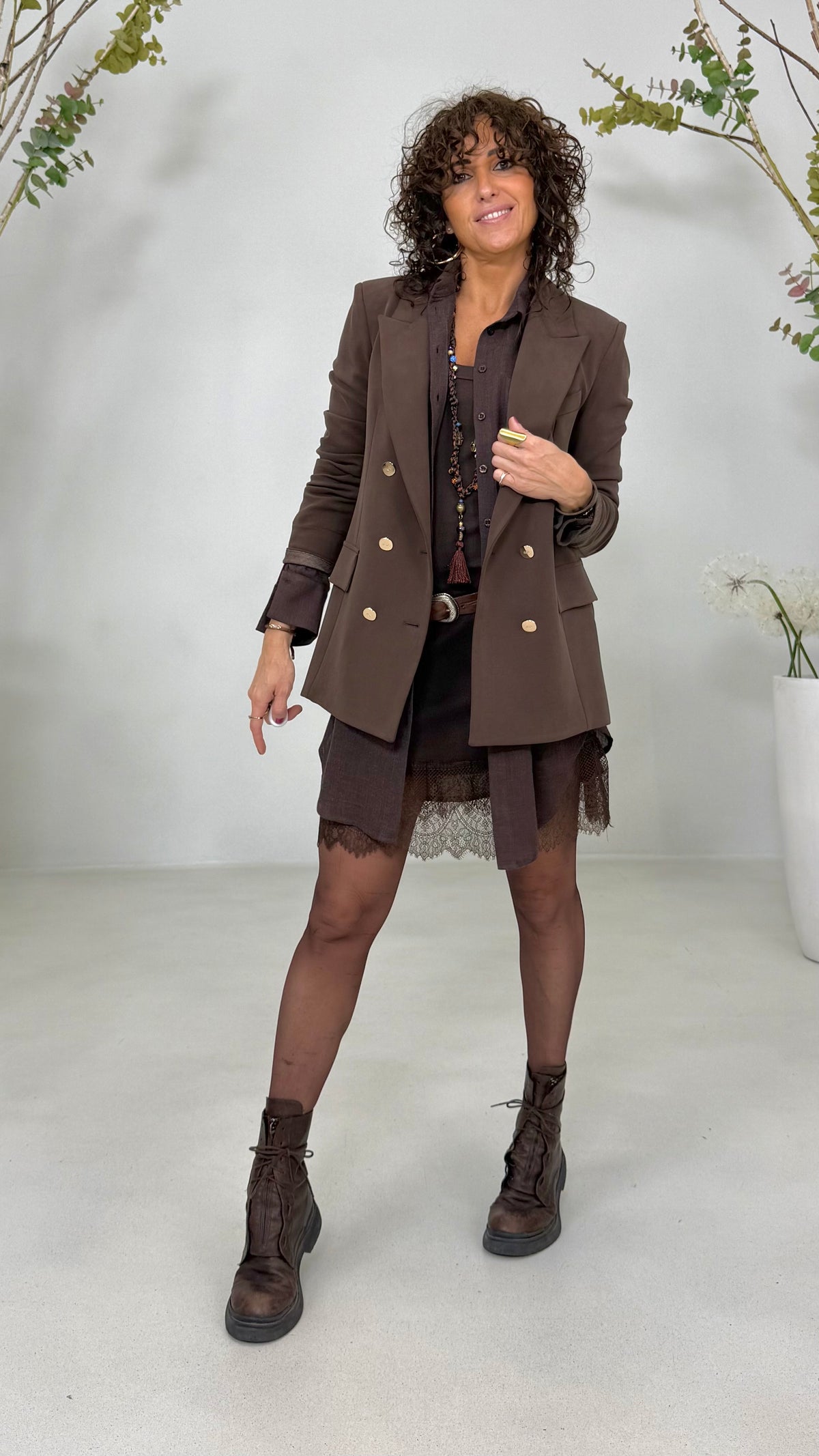 TWIN-SET CAMICIONE PIÙ SOTTOVESTE IN GARZA VISCOSA LANA E COSTINA