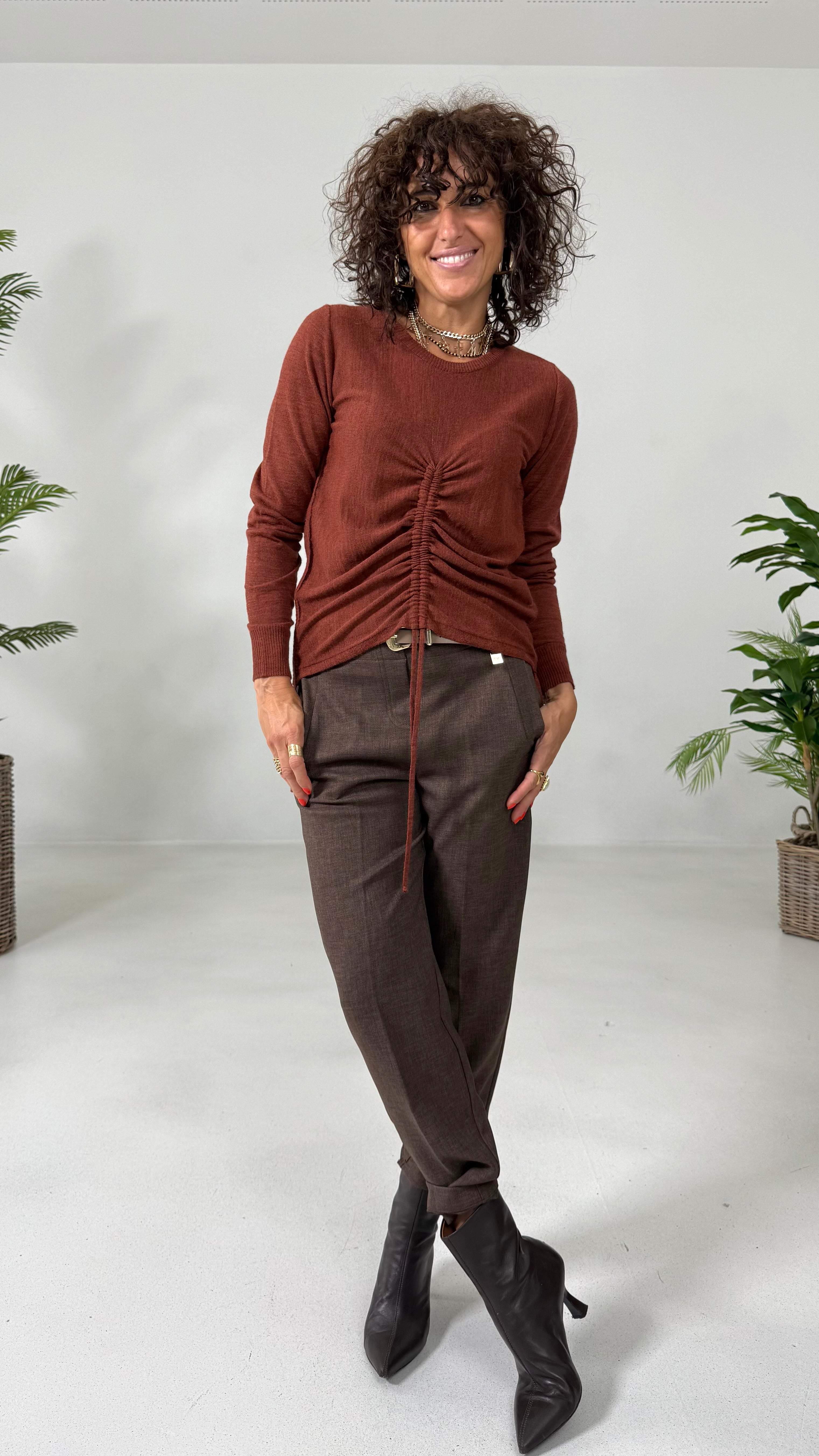 MAGLIA BASIC CON COULISSE IN LANA VISCOSA