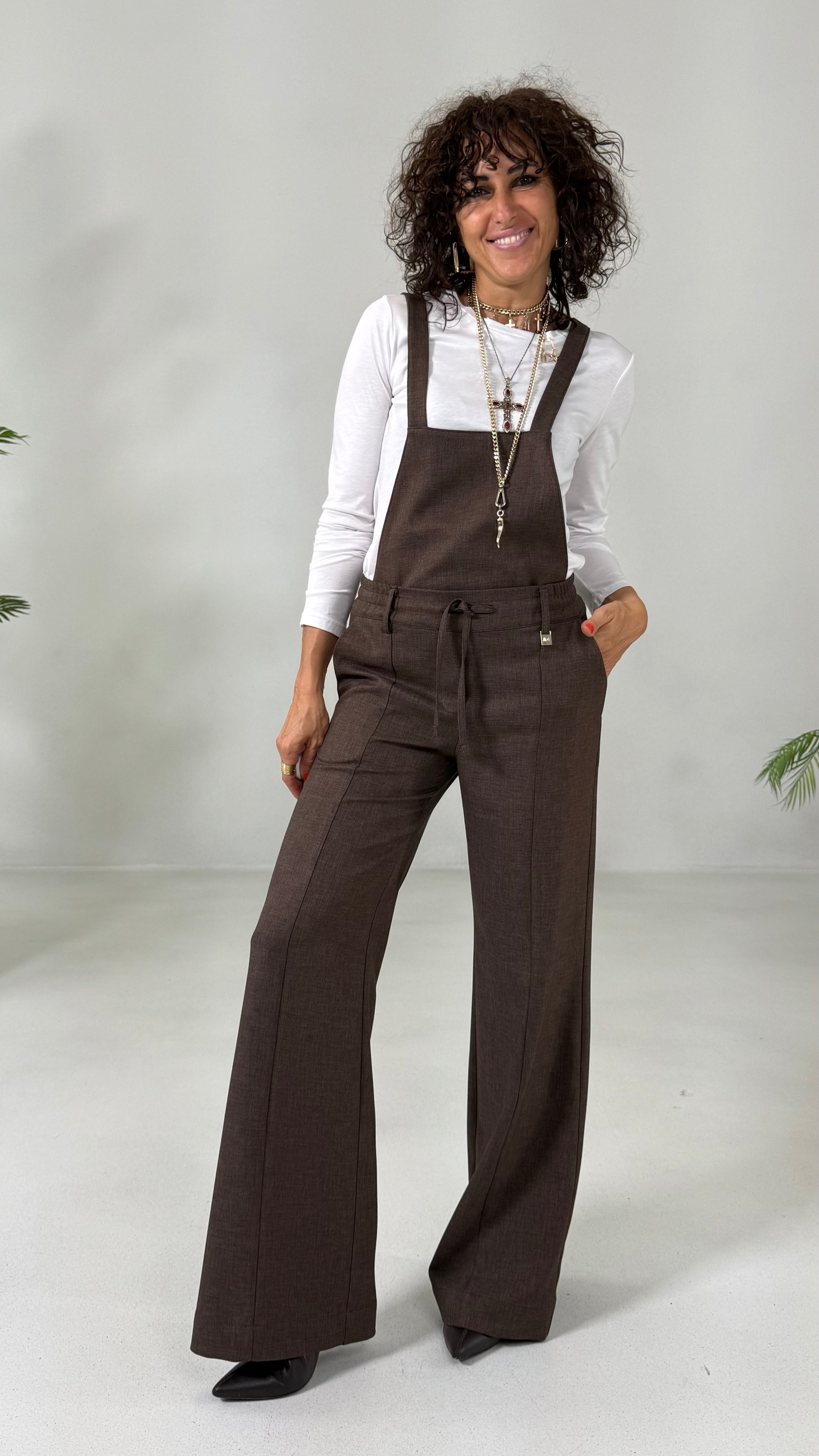 PETTORINA PER EFFETTO SALOPETTE IN GRISAGLIA FIAMMATA