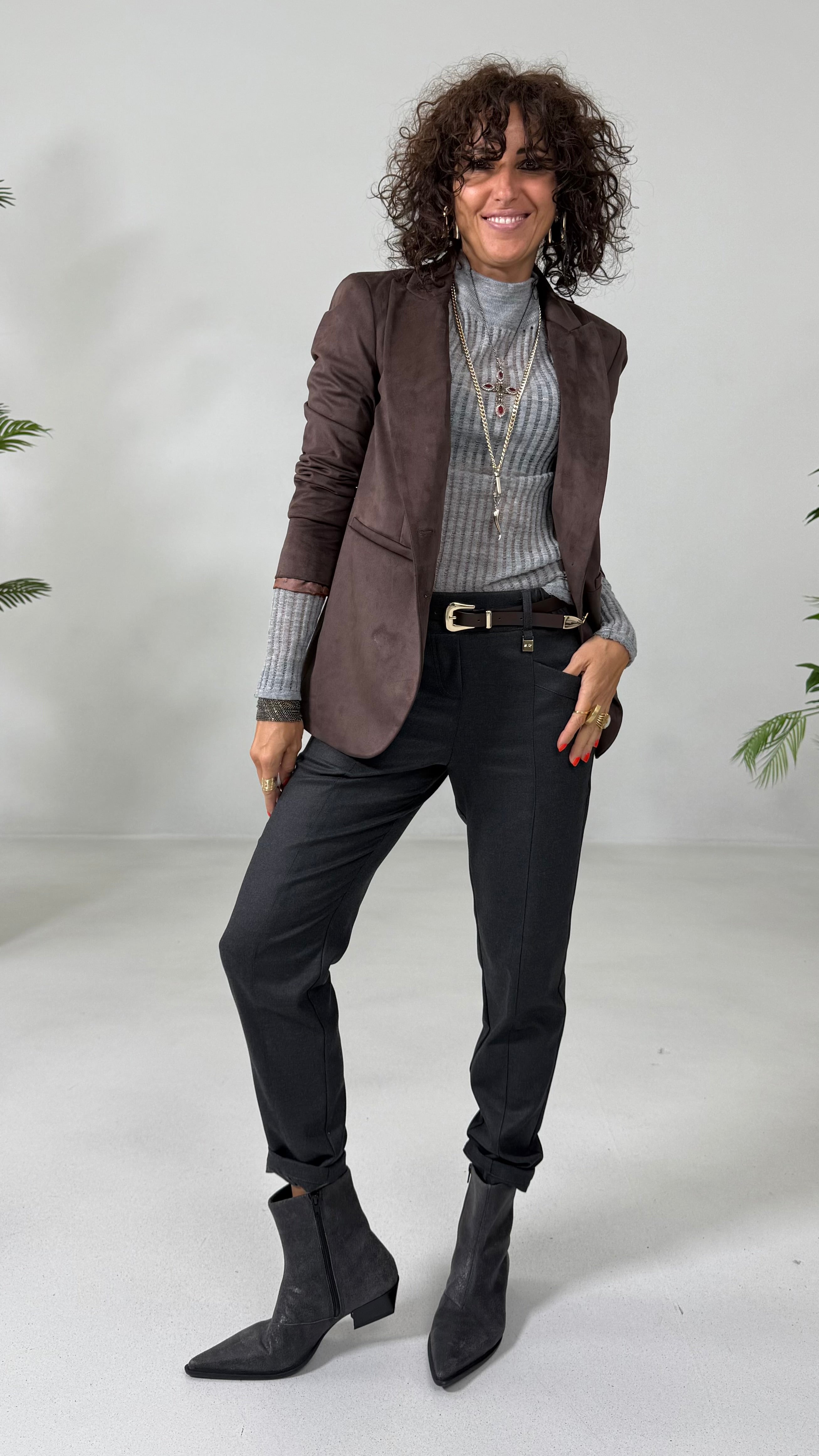 GIACCA BLAZER IN DAINETTO EFFETTO CAMOSCIO CON FODERA CANGIANTE