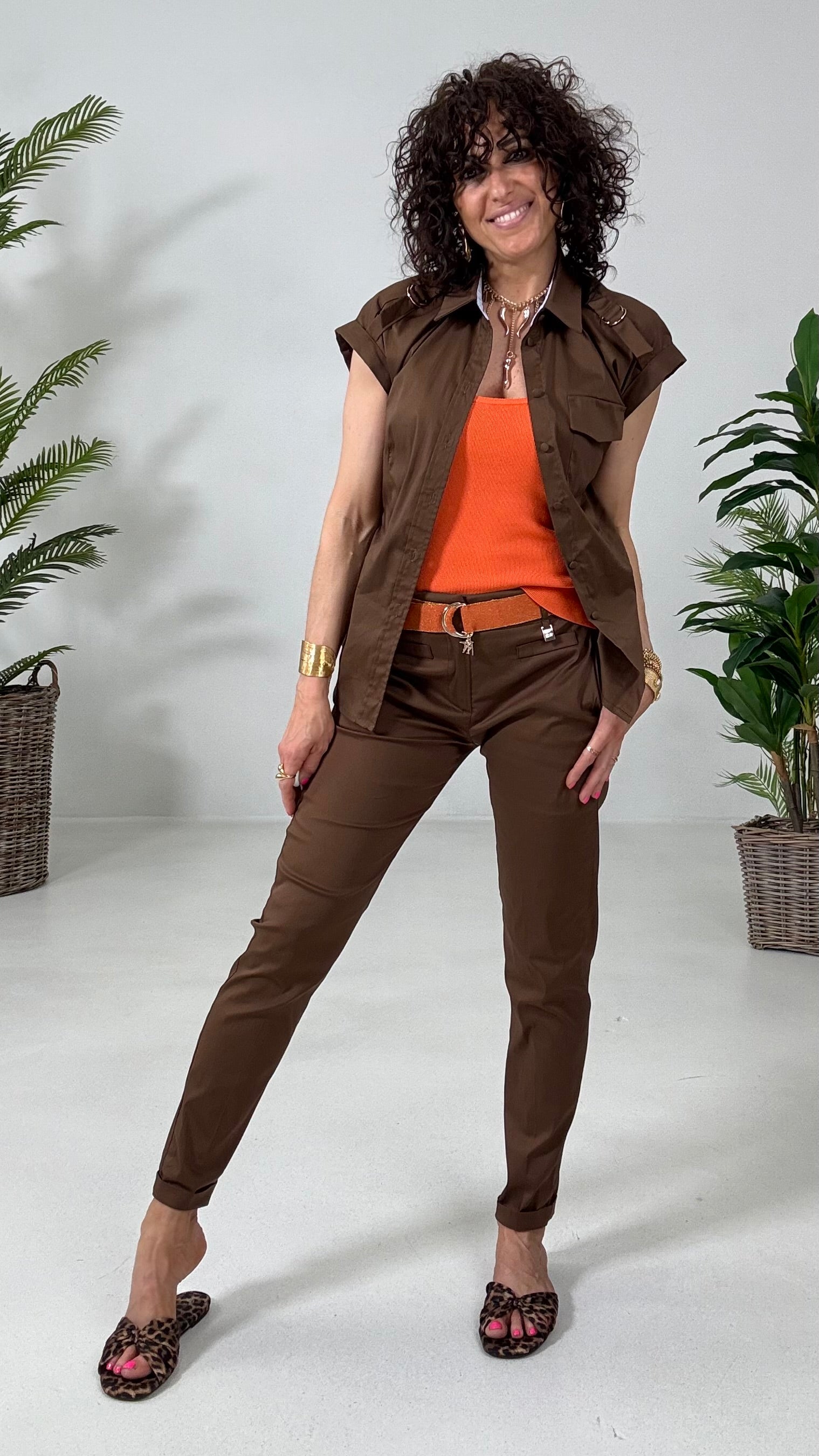 133 P25 ARANCIO CANOTTA BASIC IN FILATO VISCOSA ELASTICA