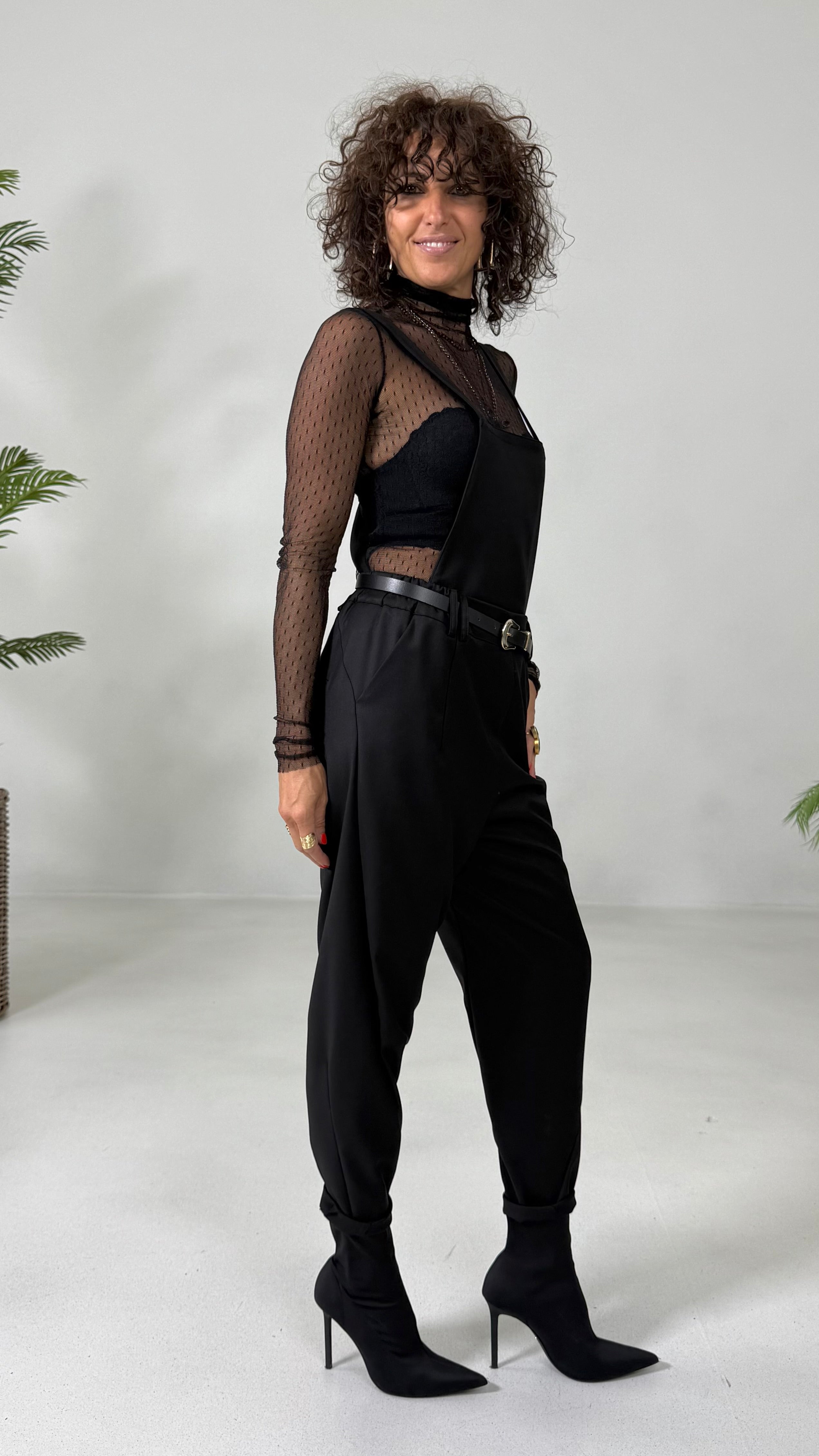 PETTORINA PER EFFETTO SALOPETTE IN FLANELLA PETTINATA