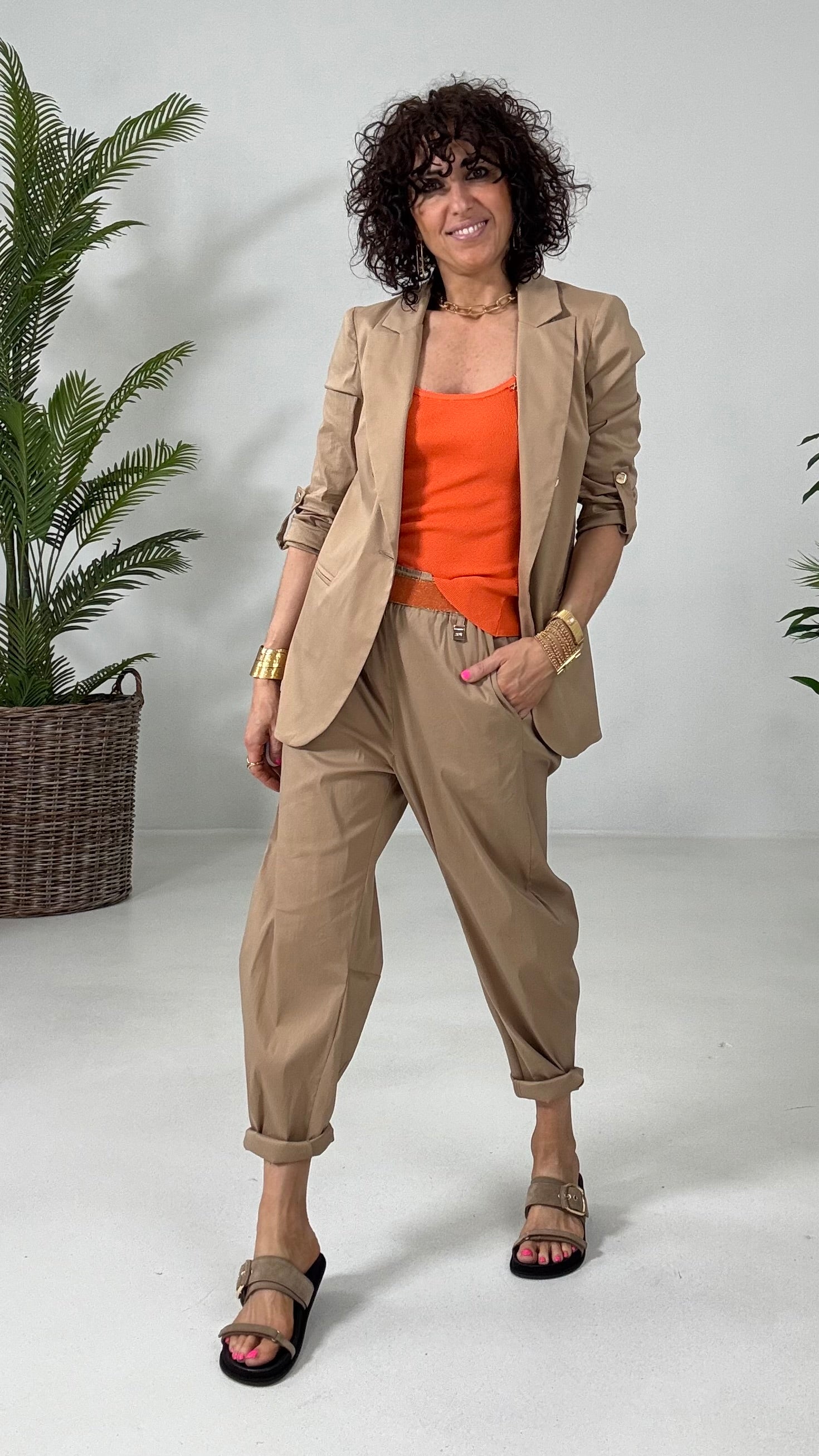 133 P25 ARANCIO CANOTTA BASIC IN FILATO VISCOSA ELASTICA