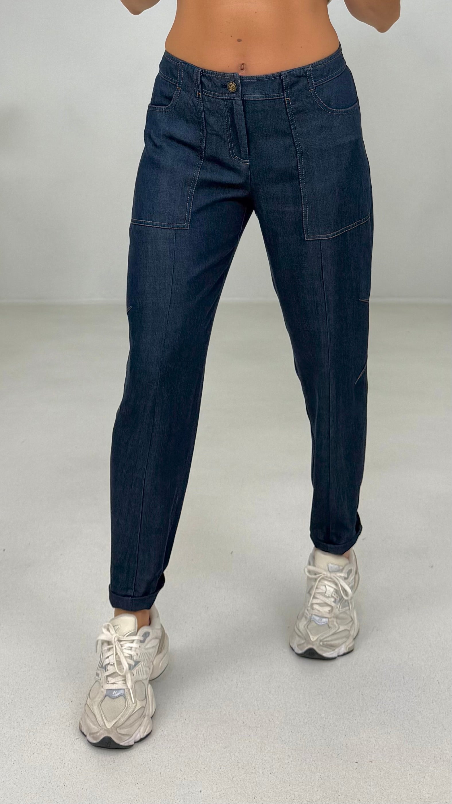 BAGGY CON TASCONI IN JEANS LYOCELL