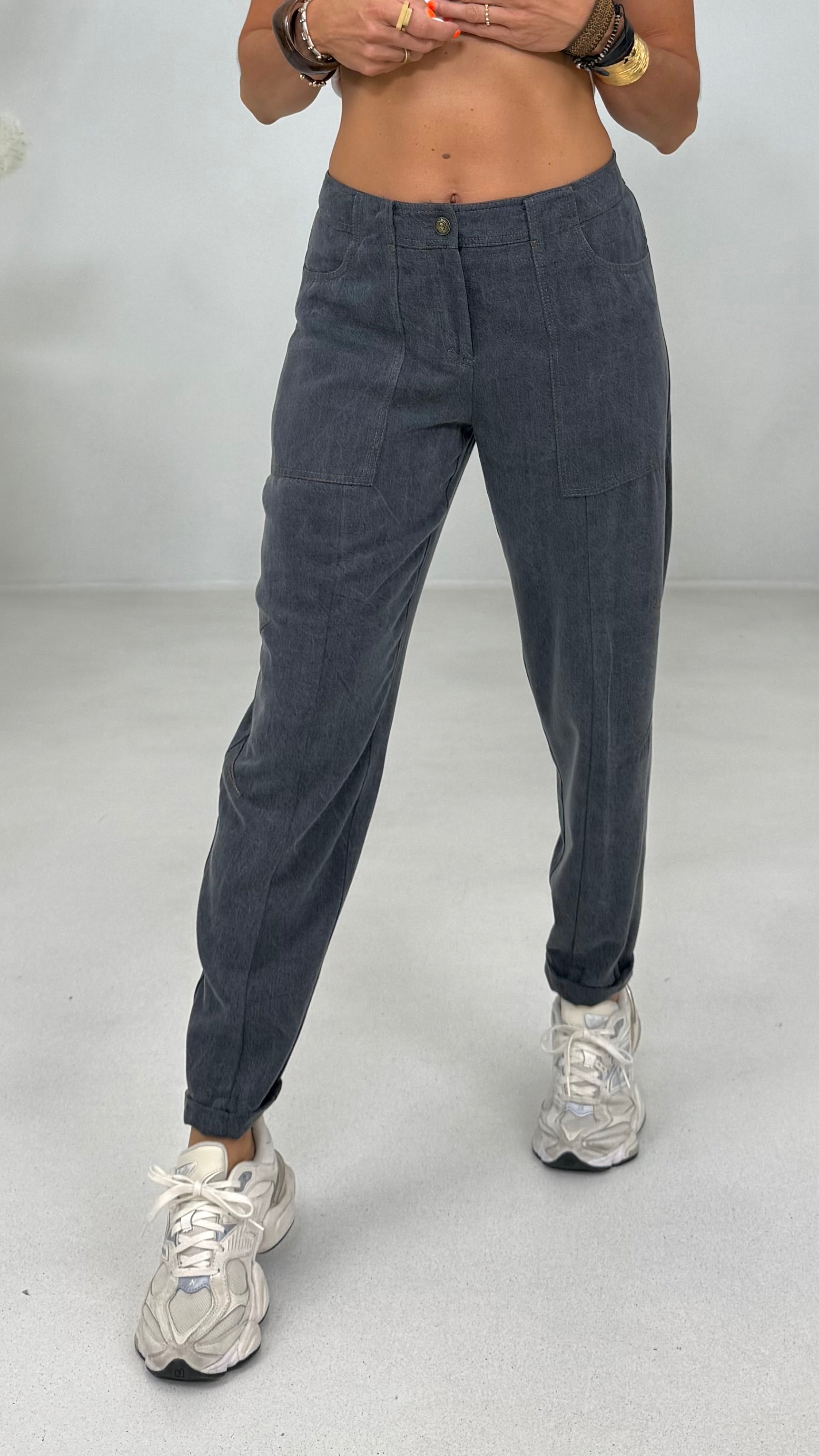 BAGGY CON TASCONI IN JEANS LYOCELL