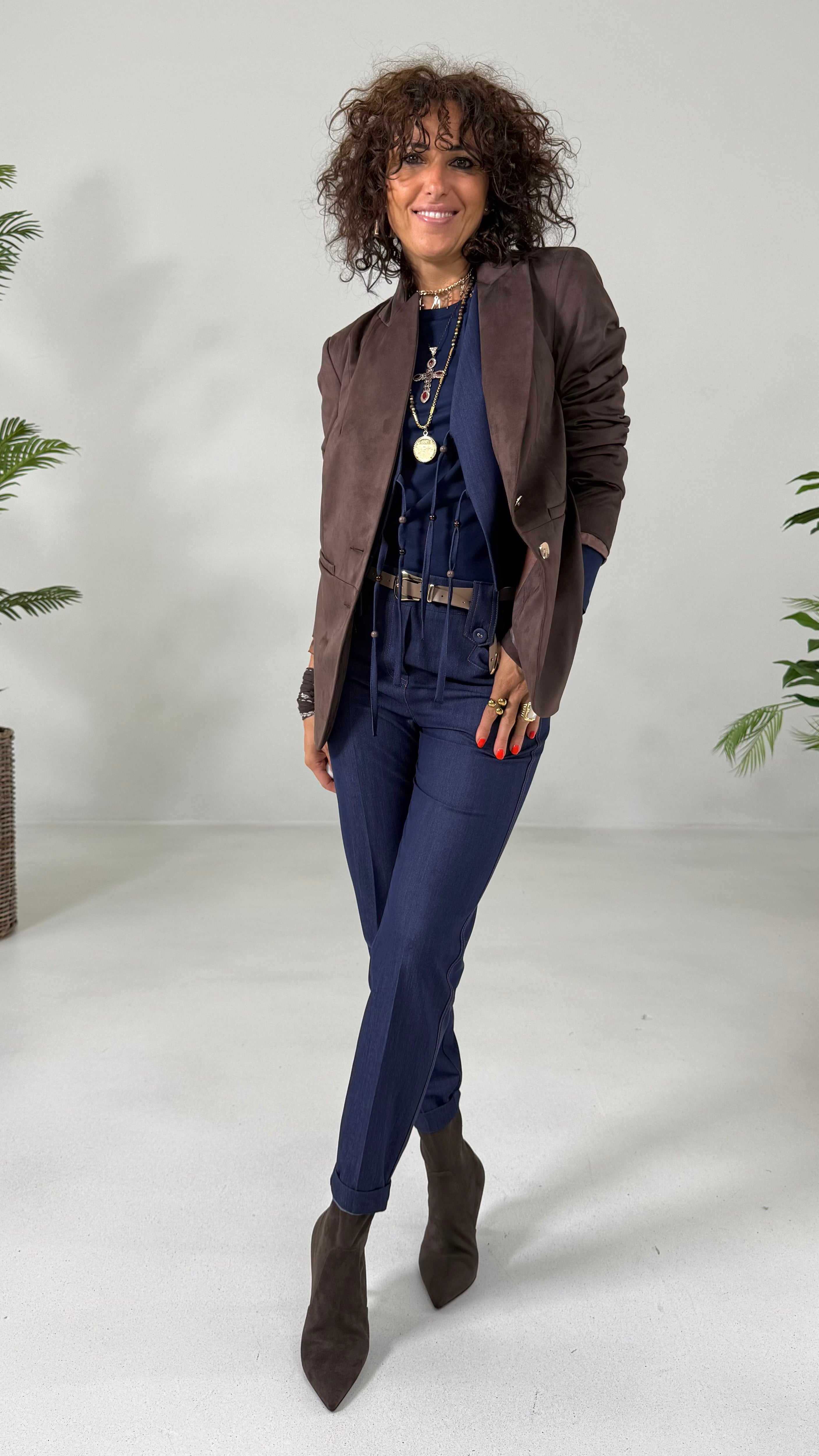 GIACCA BLAZER IN DAINETTO EFFETTO CAMOSCIO CON FODERA CANGIANTE