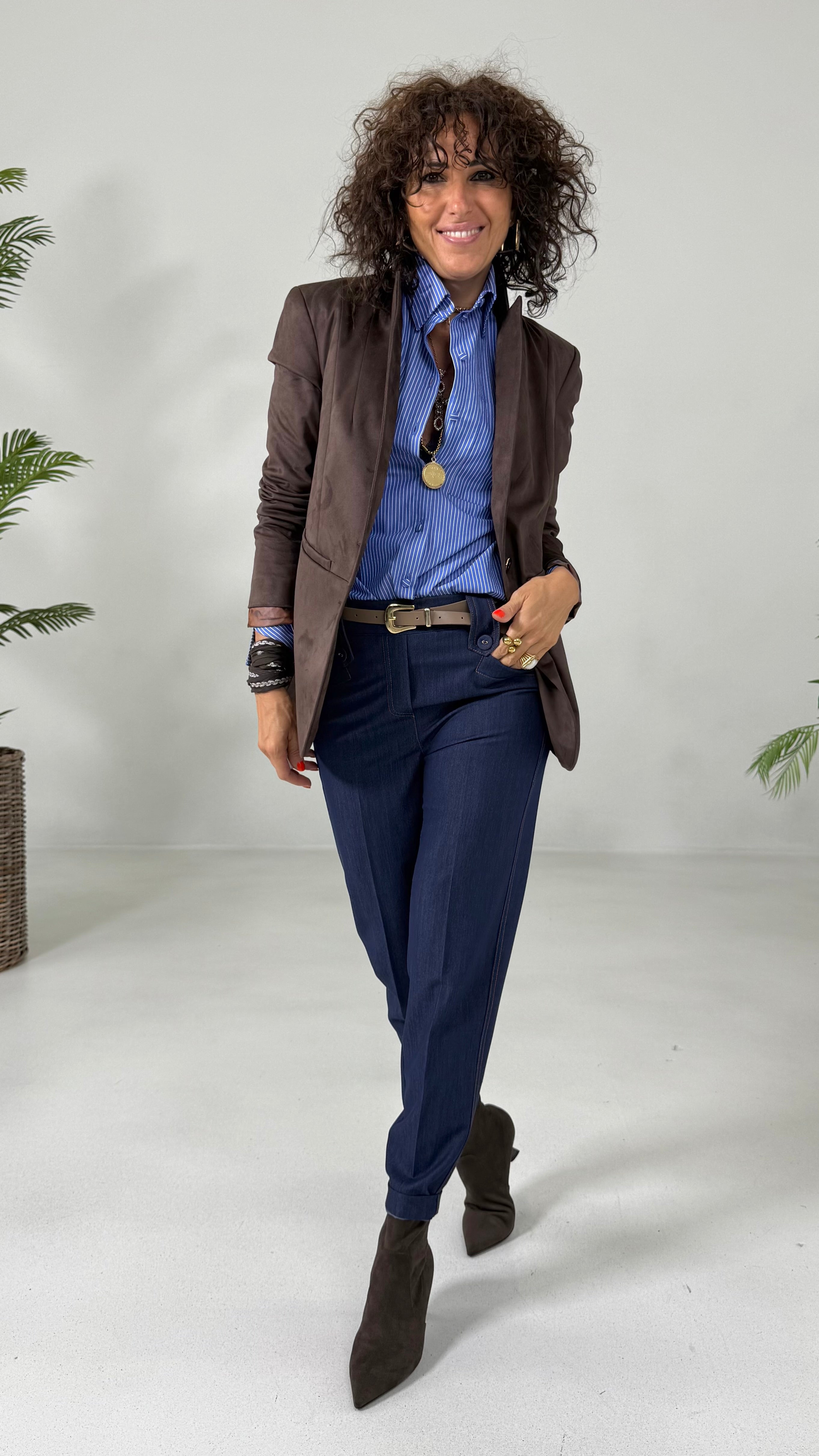 GIACCA BLAZER IN DAINETTO EFFETTO CAMOSCIO CON FODERA CANGIANTE