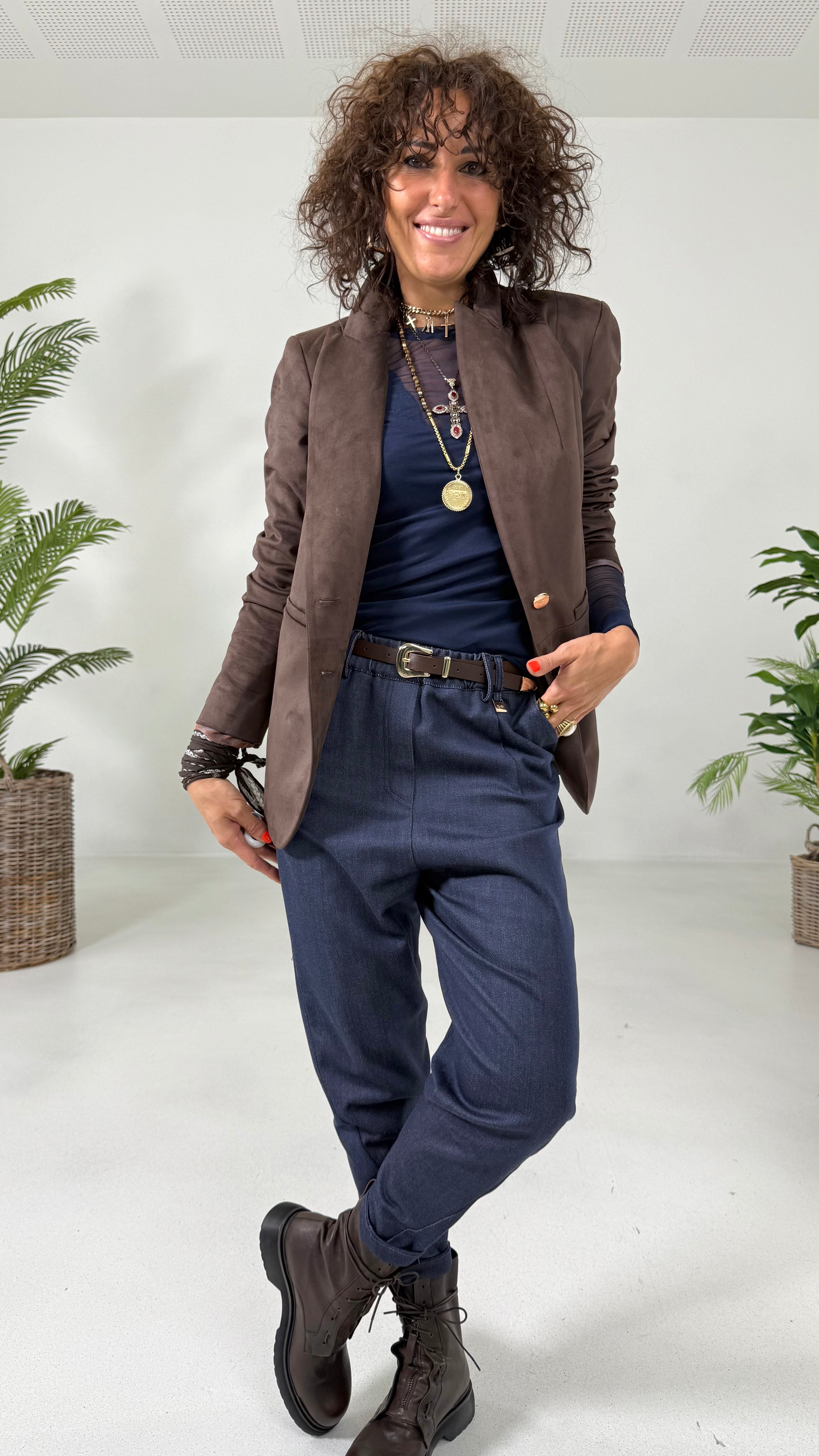 GIACCA BLAZER IN DAINETTO EFFETTO CAMOSCIO CON FODERA CANGIANTE