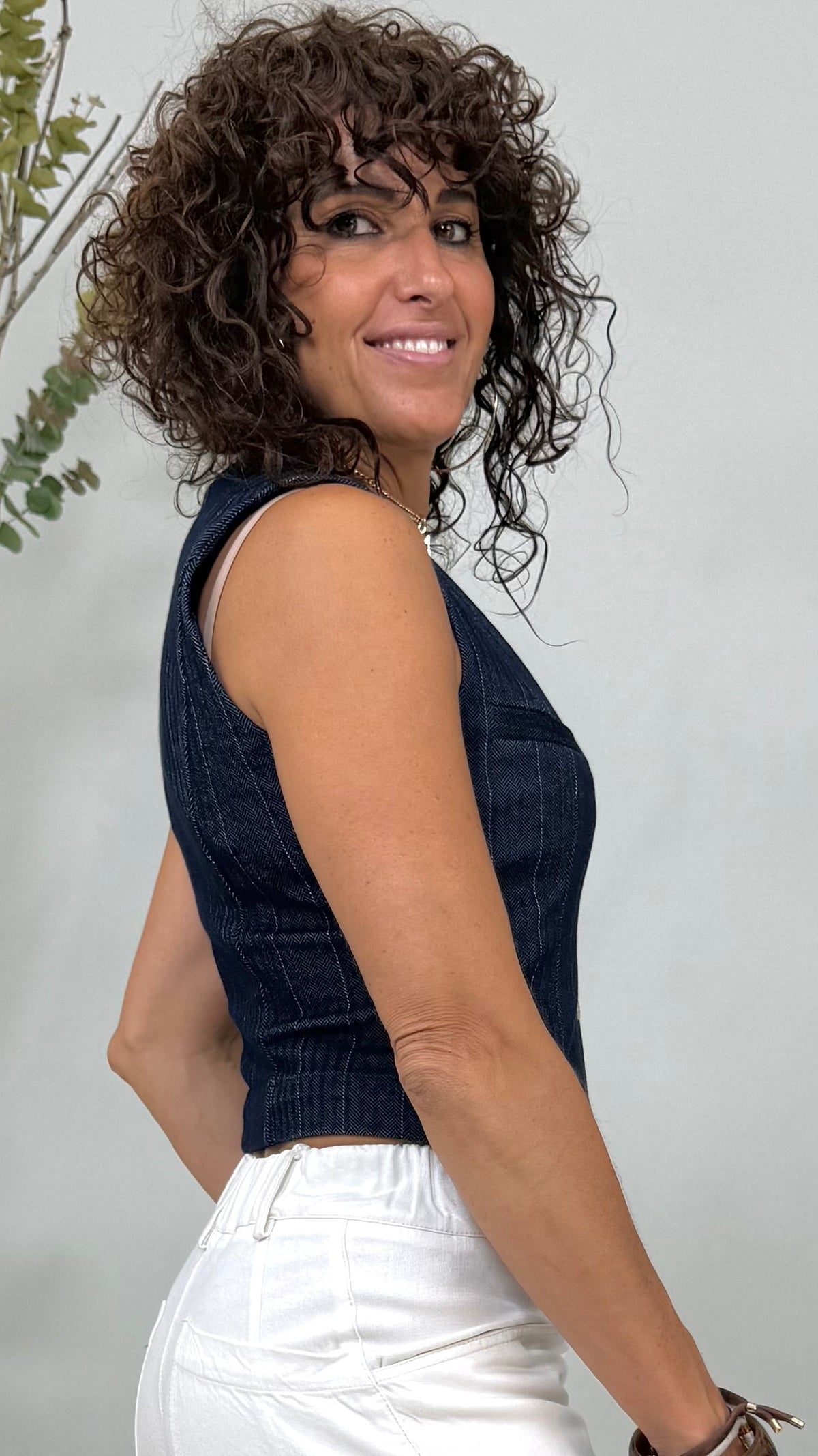 GILET IN GESSATO SPINATO IN PUNTO MILANO