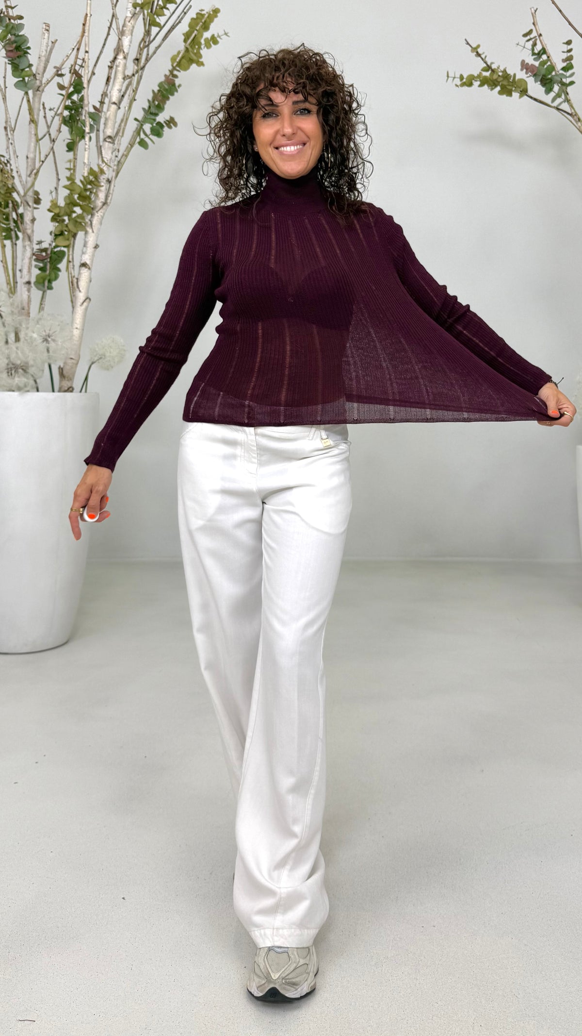 MAGLIA COLLO ALTO FLUTTUANTE IN MERINOS