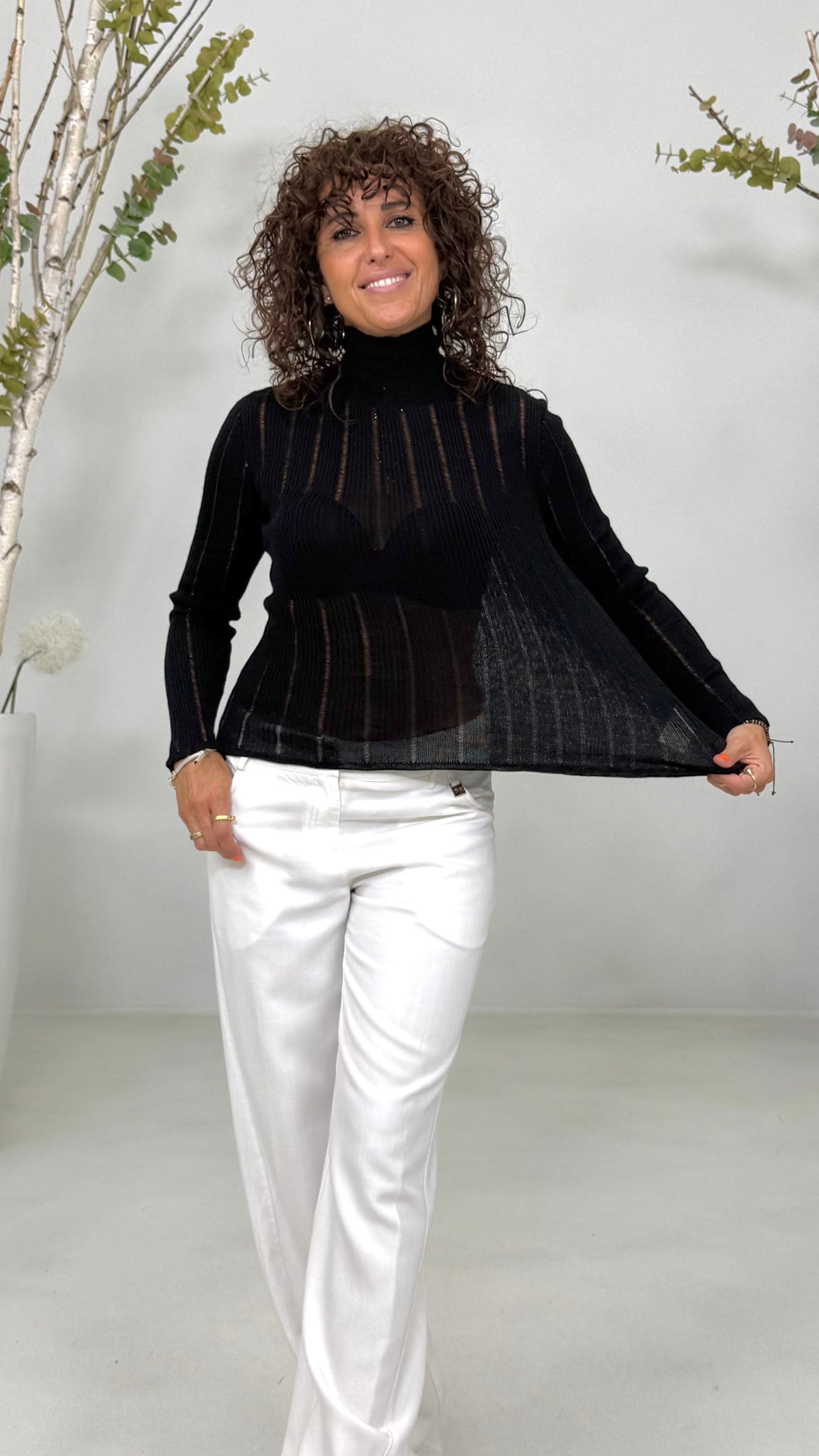 MAGLIA COLLO ALTO FLUTTUANTE IN MERINOS