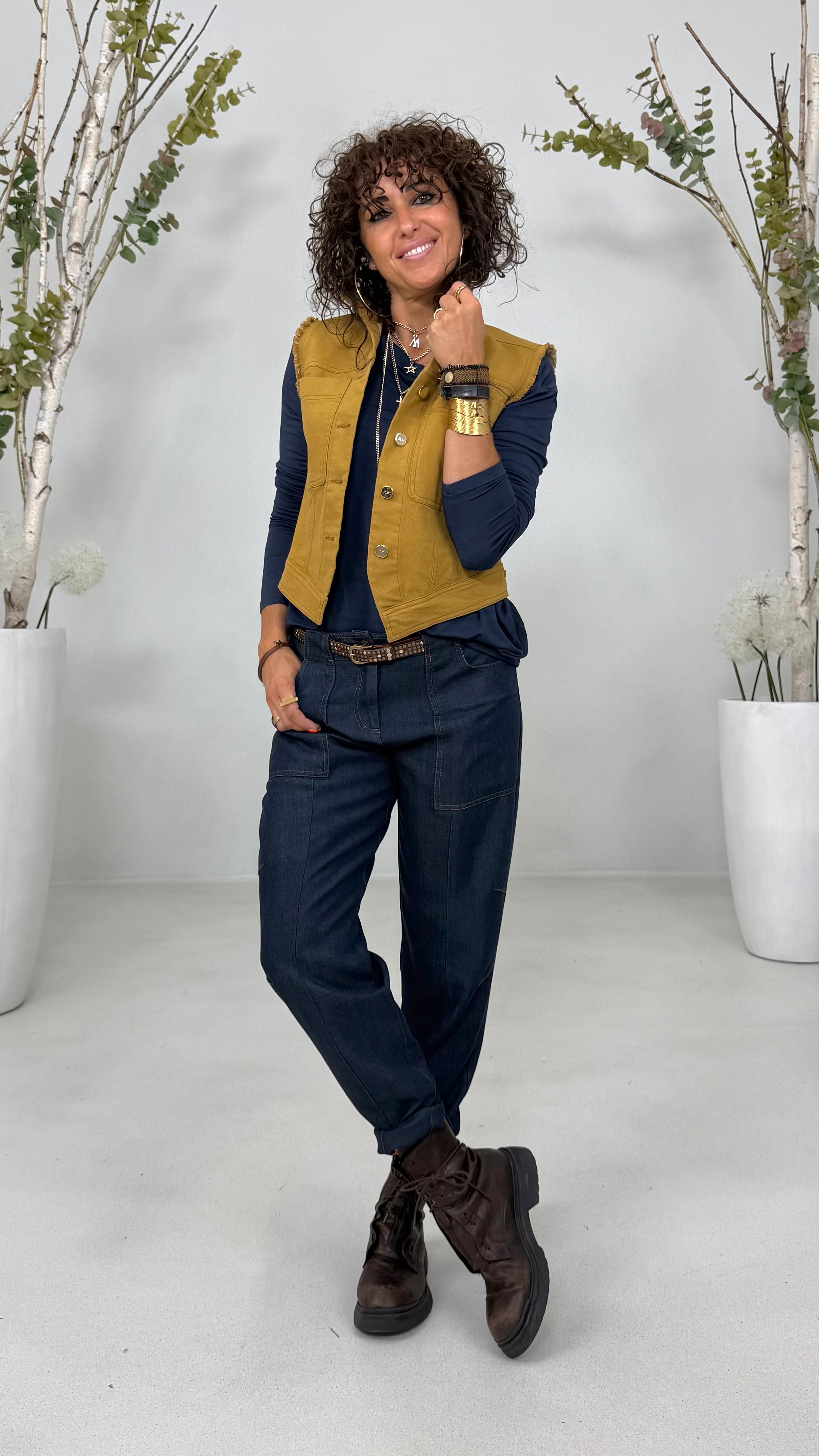 BAGGY CON TASCONI IN JEANS LYOCELL