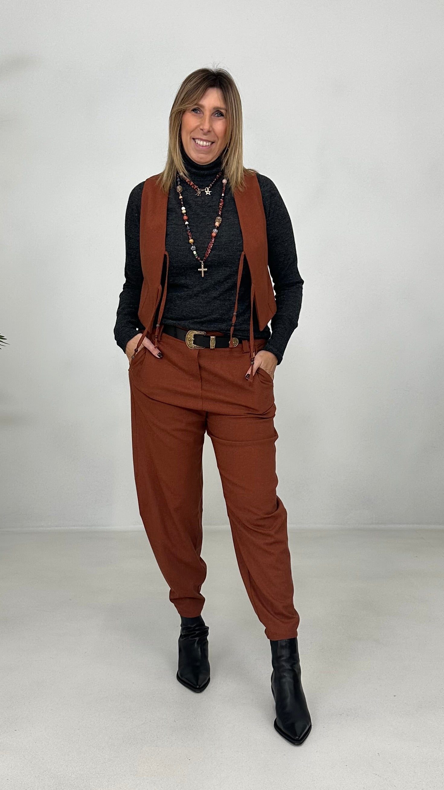 GILET IN FLANELLA SUPER ELASTICA CON LACCI