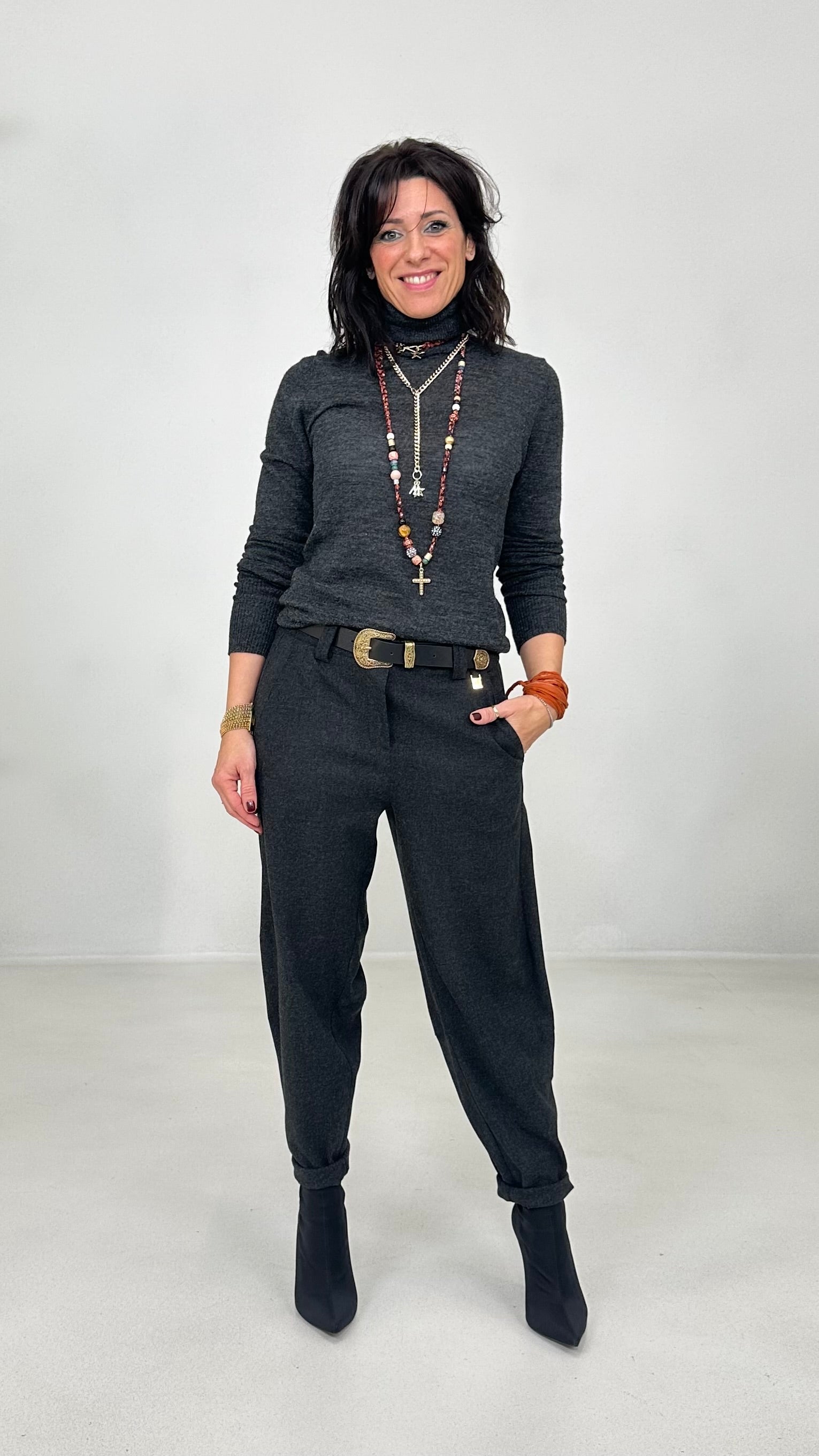 MAGLIA BASIC COLLO ALTO IN LANA VISCOSA