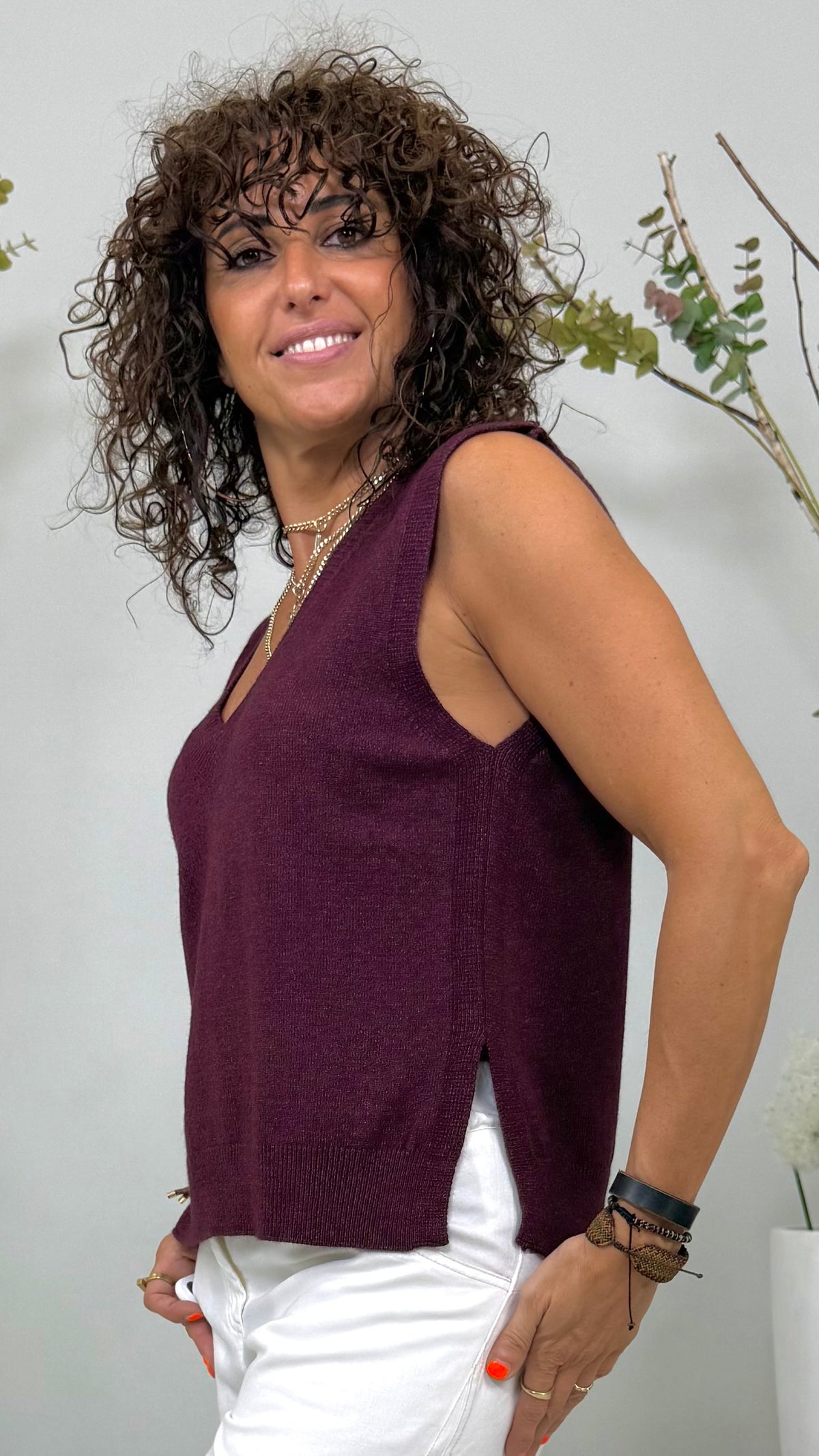 GILET MAGLIA SCOLLO A V IN CALDA VISCOSA