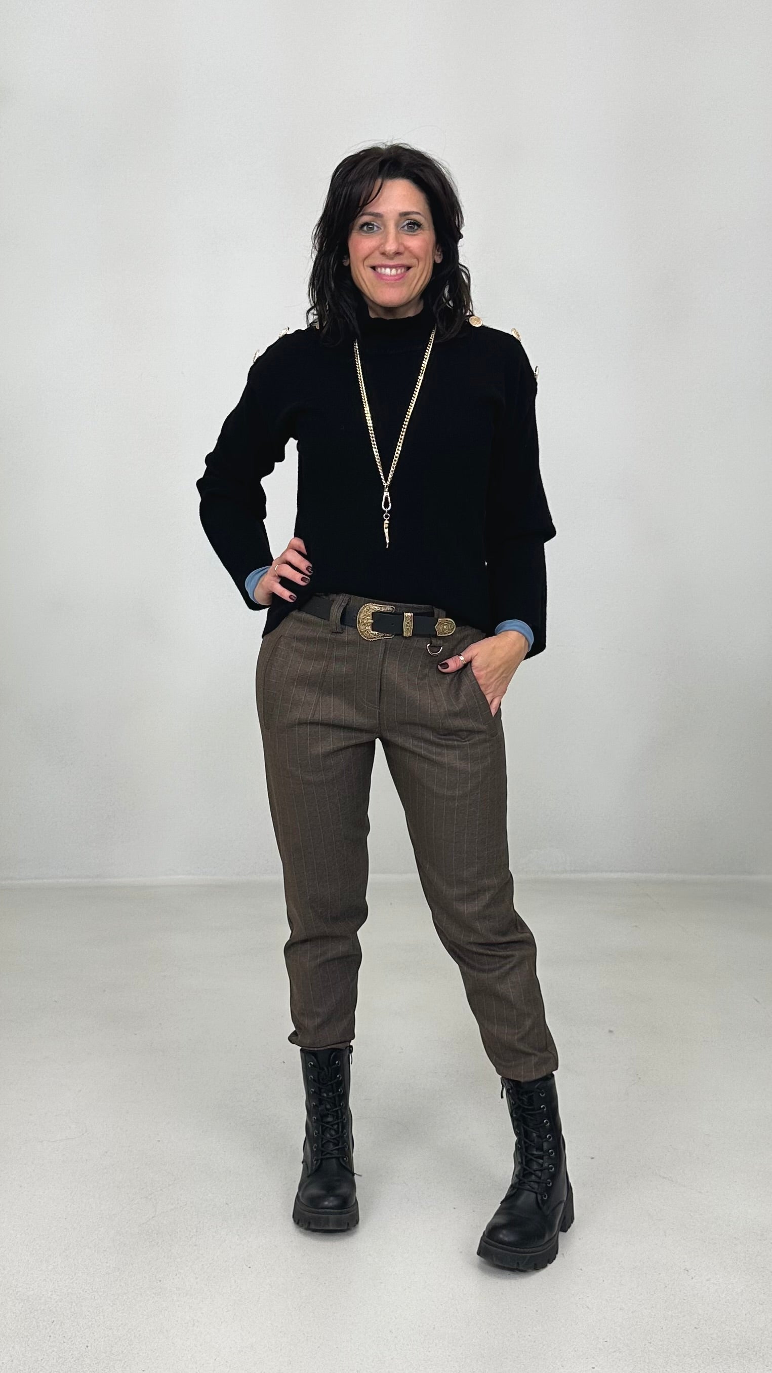 BAGGY CAVALLO BASSO IN FLANELLA GESSATA