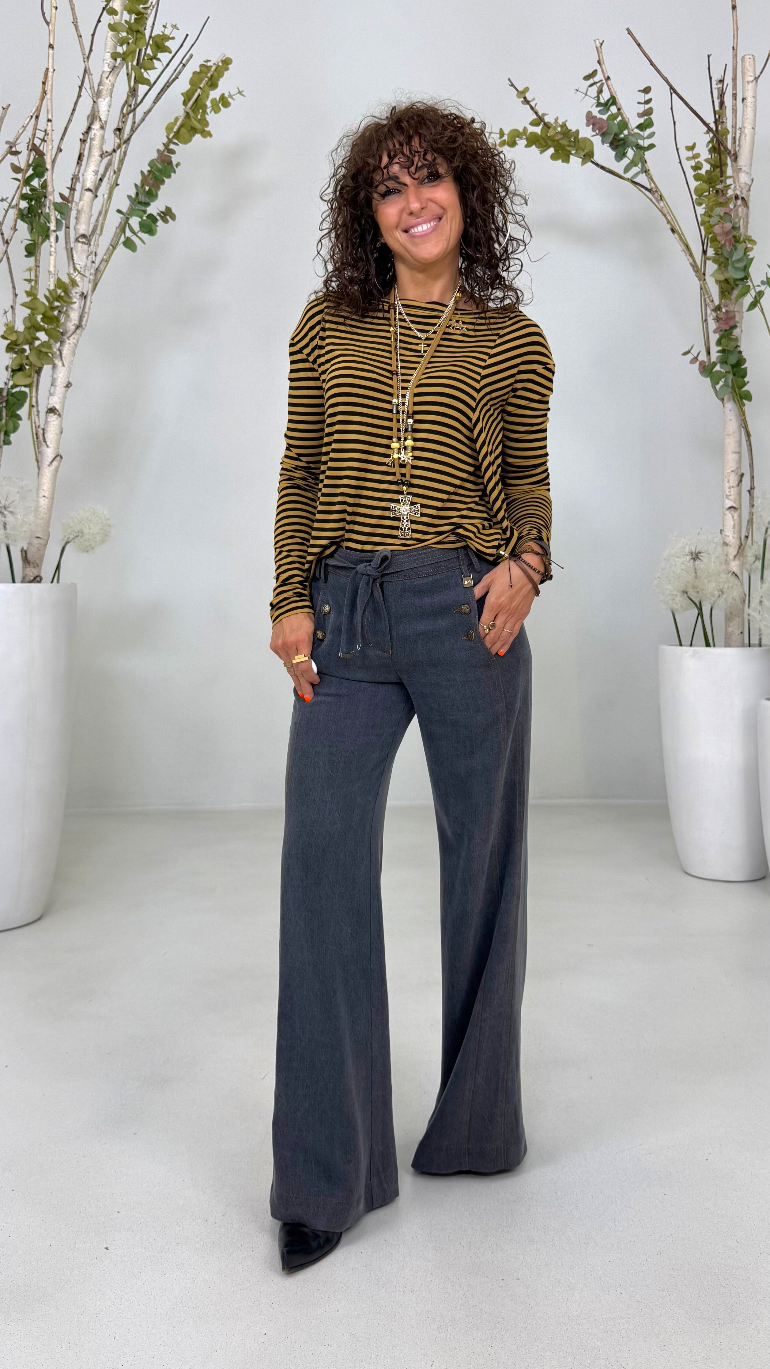PALAZZO IN JEANS LYOCELL CON CINTURA