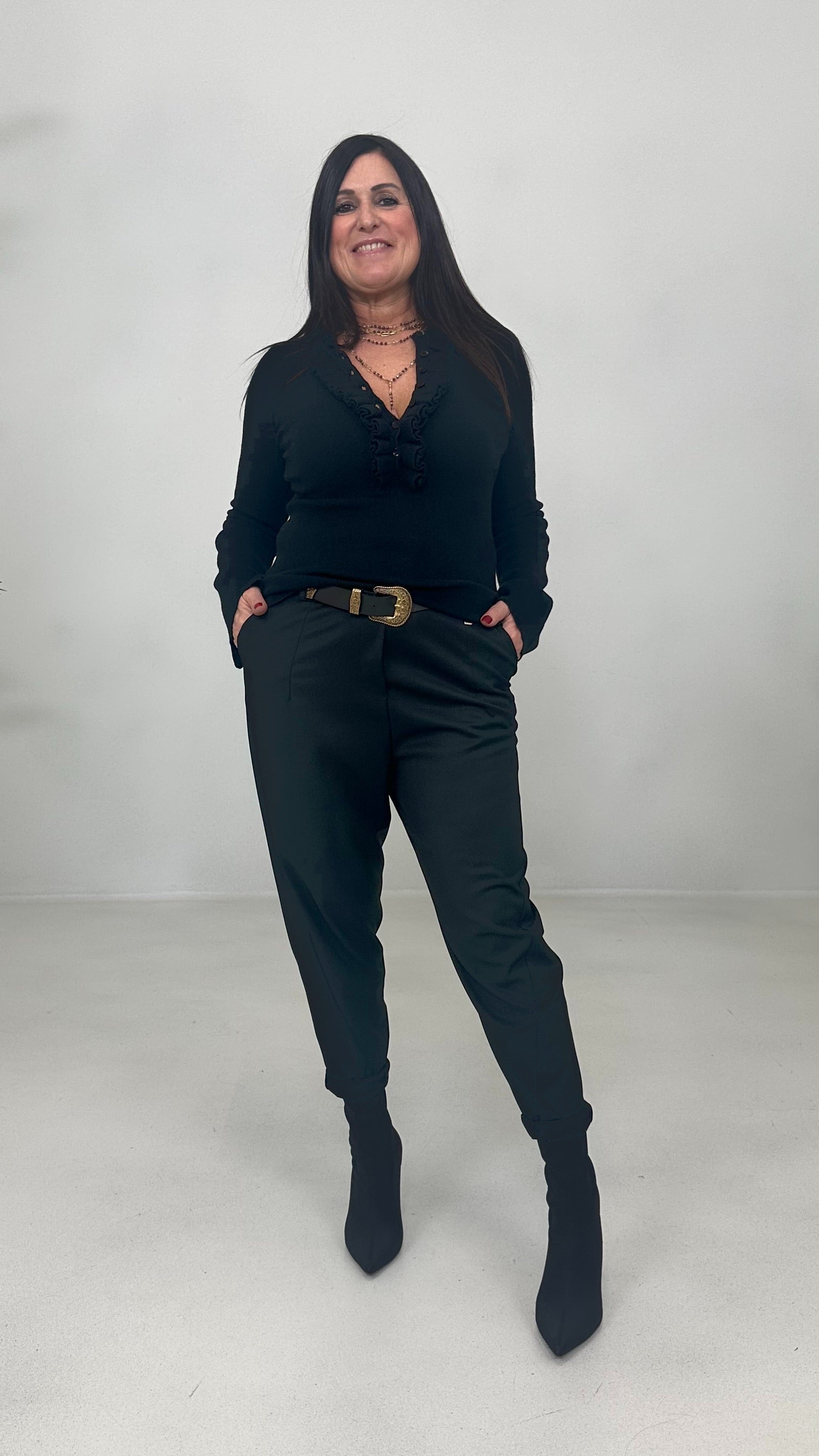 BAGGY CAVALLO BASSO IN FLANELLA PETTINATA