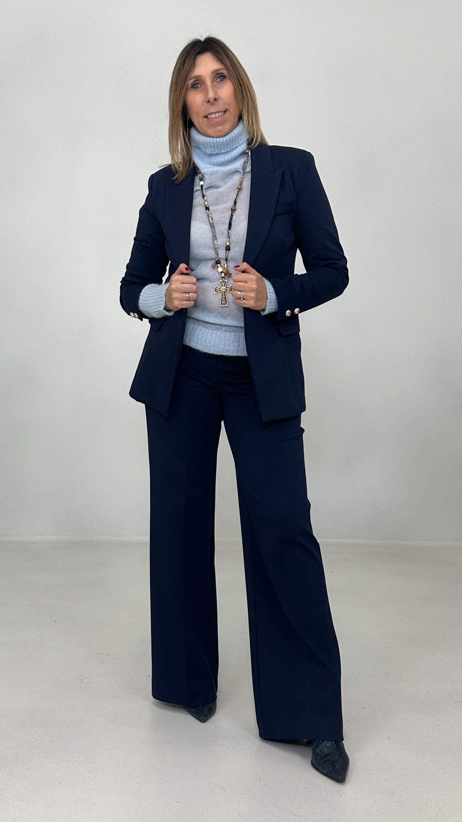 MAGLIA BASIC COLLO ALTO LEGGERA IN MISTO ALPACA