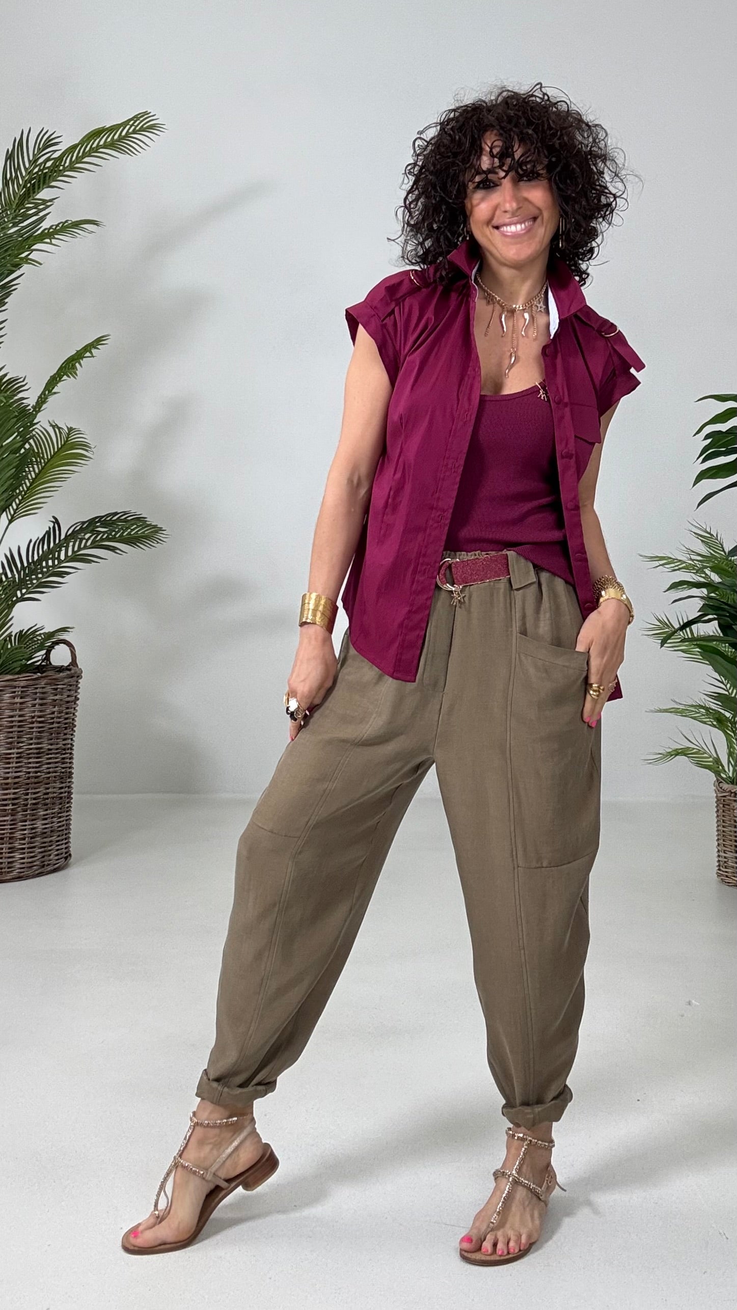 706 P25 AMARANTO CAMICIA CON MANICA SCESA IN PELLE D UOVO