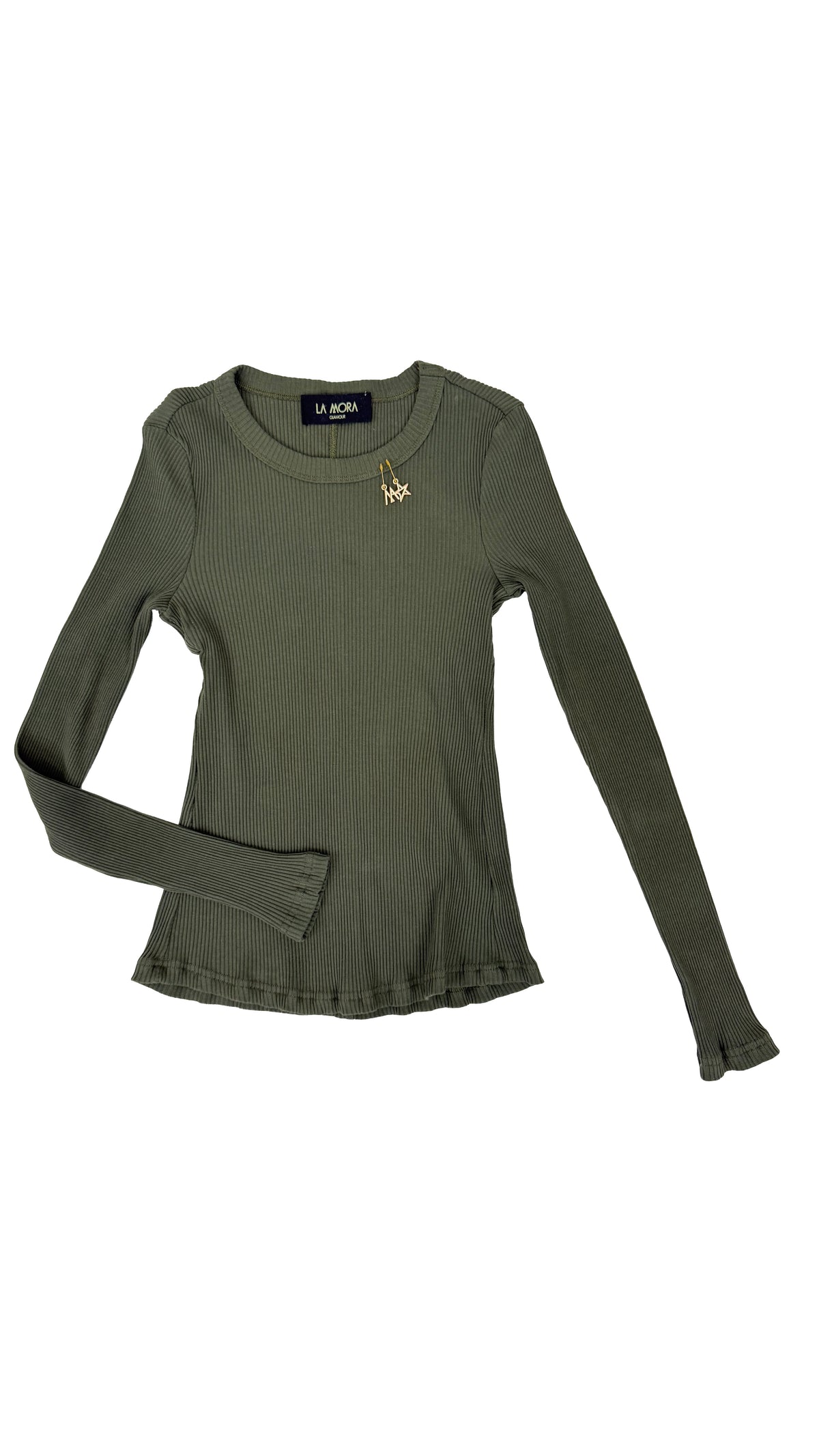 T-SHIRT GIROCOLLO IN COSTINA DI COTONE MANICA LUNGA