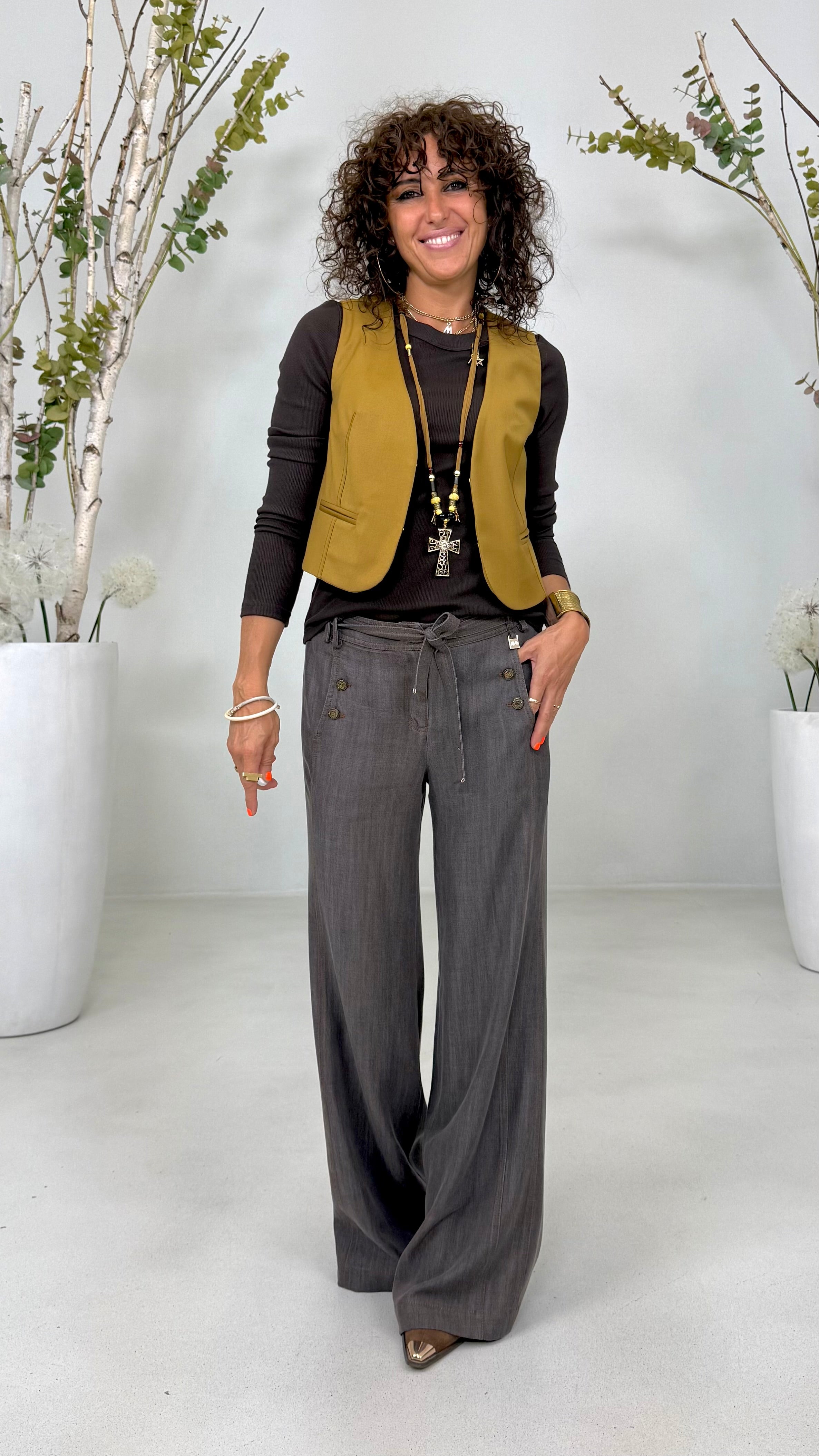PALAZZO IN JEANS LYOCELL CON CINTURA