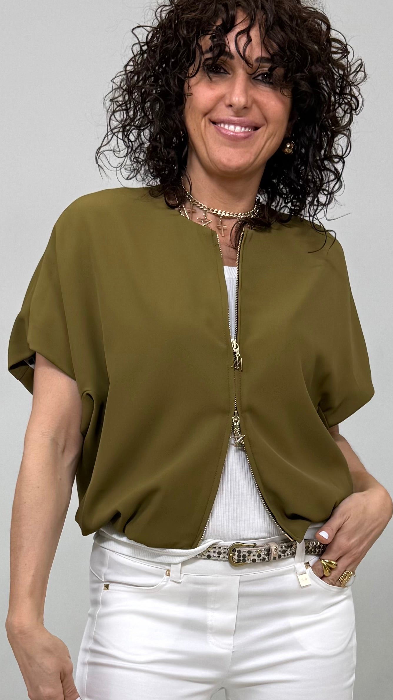 GIACCHINA MANICA CORTA IN CADY FLUIDO