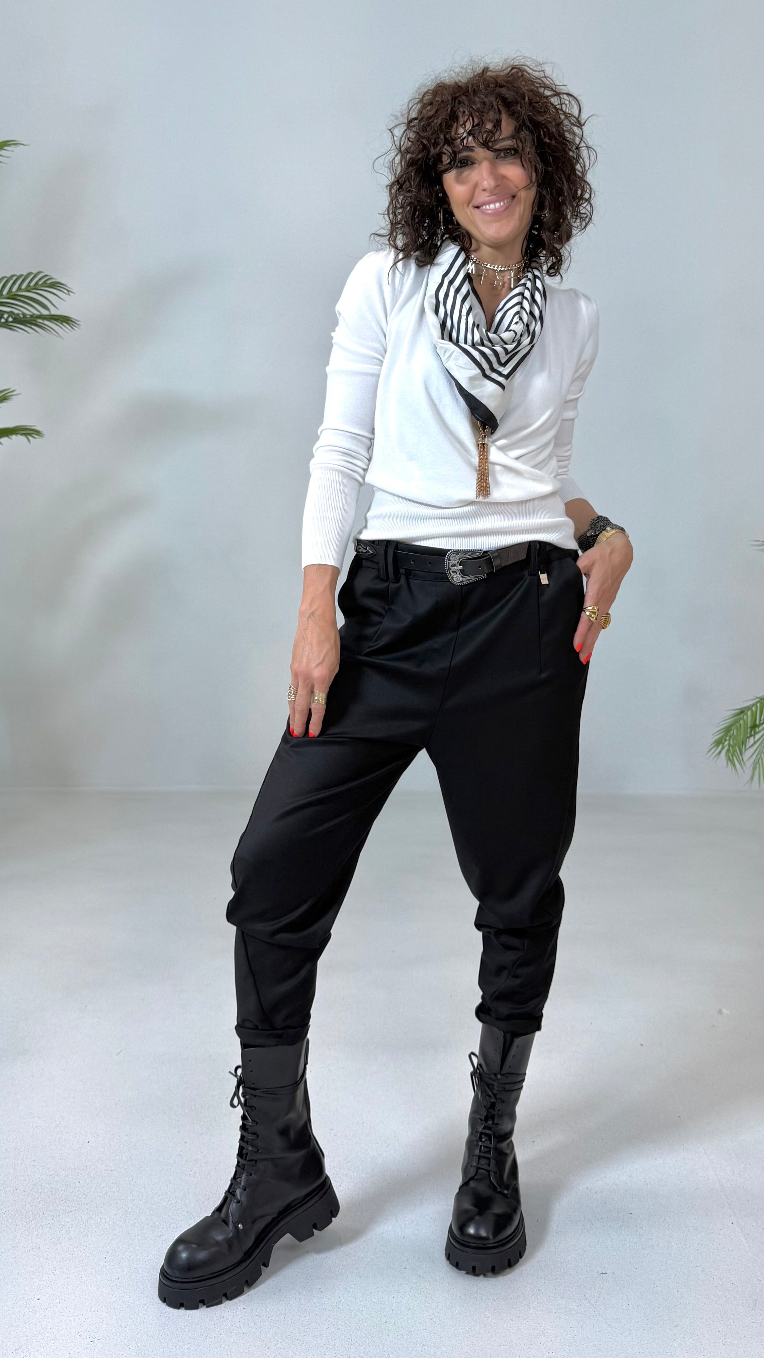 MAGLIA INCROCIO CON MANICA A SBUFFO IN CALDA VISCOSA