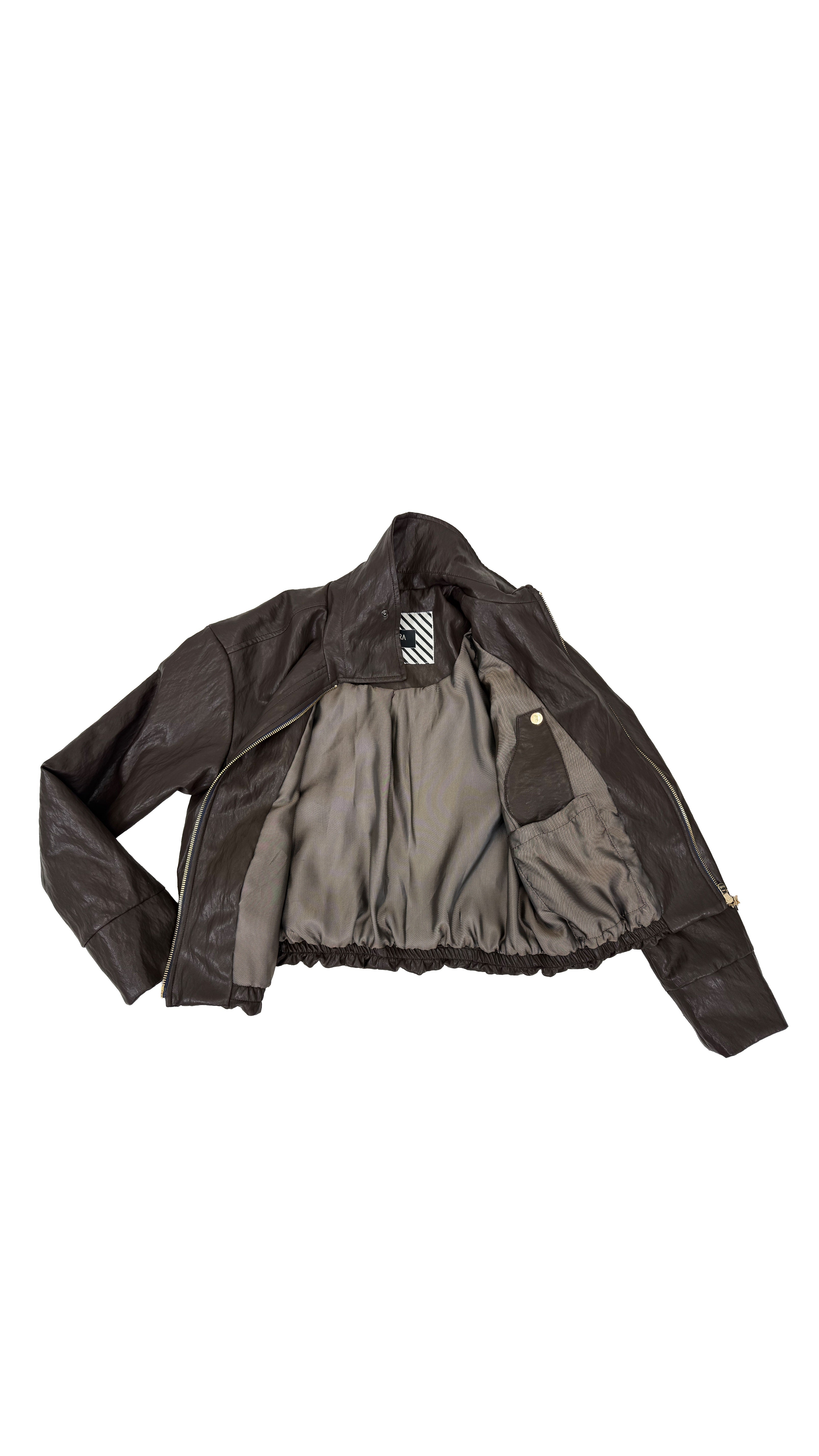 BOMBER IN FINTA PELLE CON ZIP