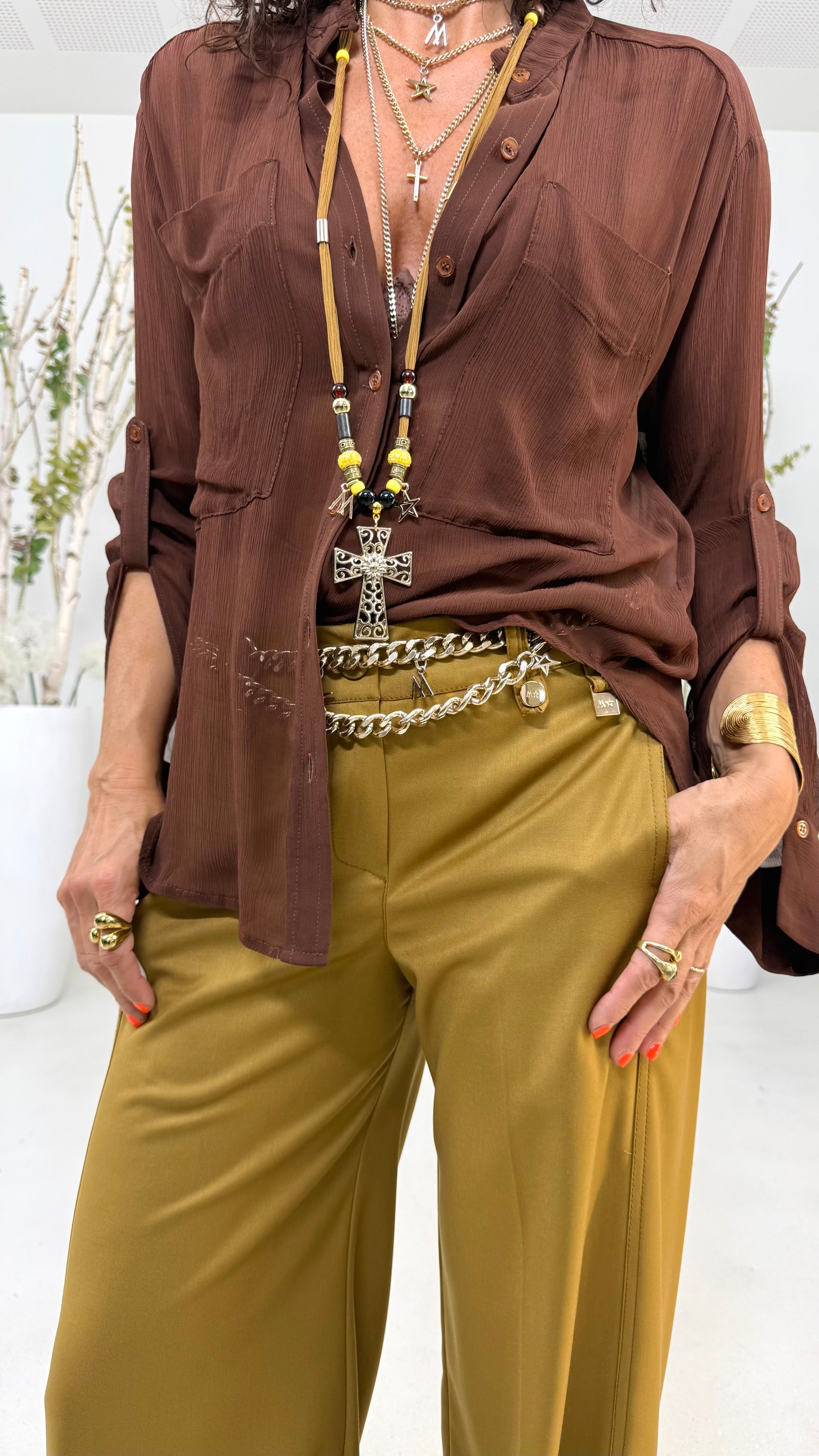 CAMICIA LINEA A UOMO IN CREPONNE VISCOSA