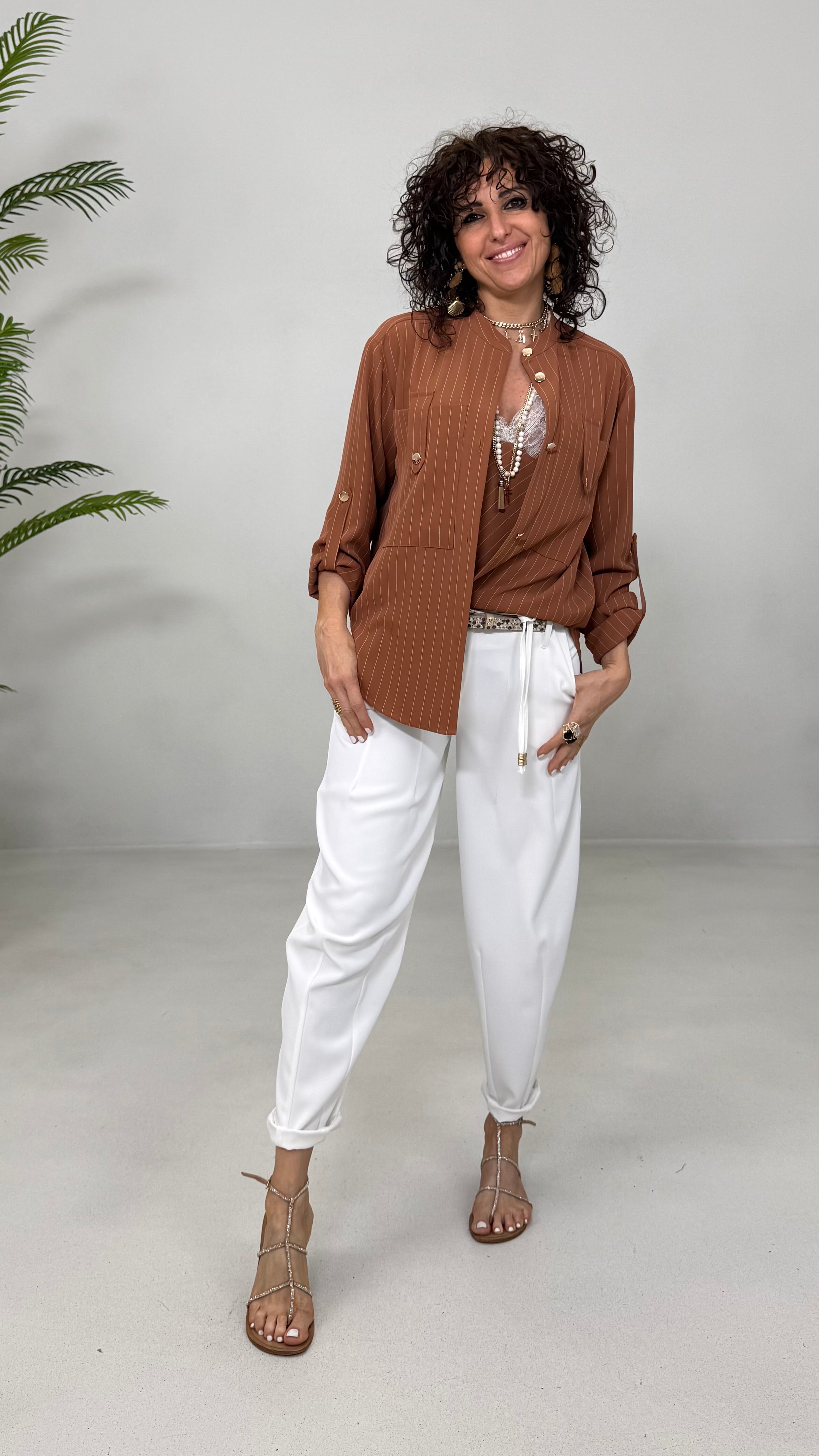 CAMICIA GESSATO IN CADY FLUIDO