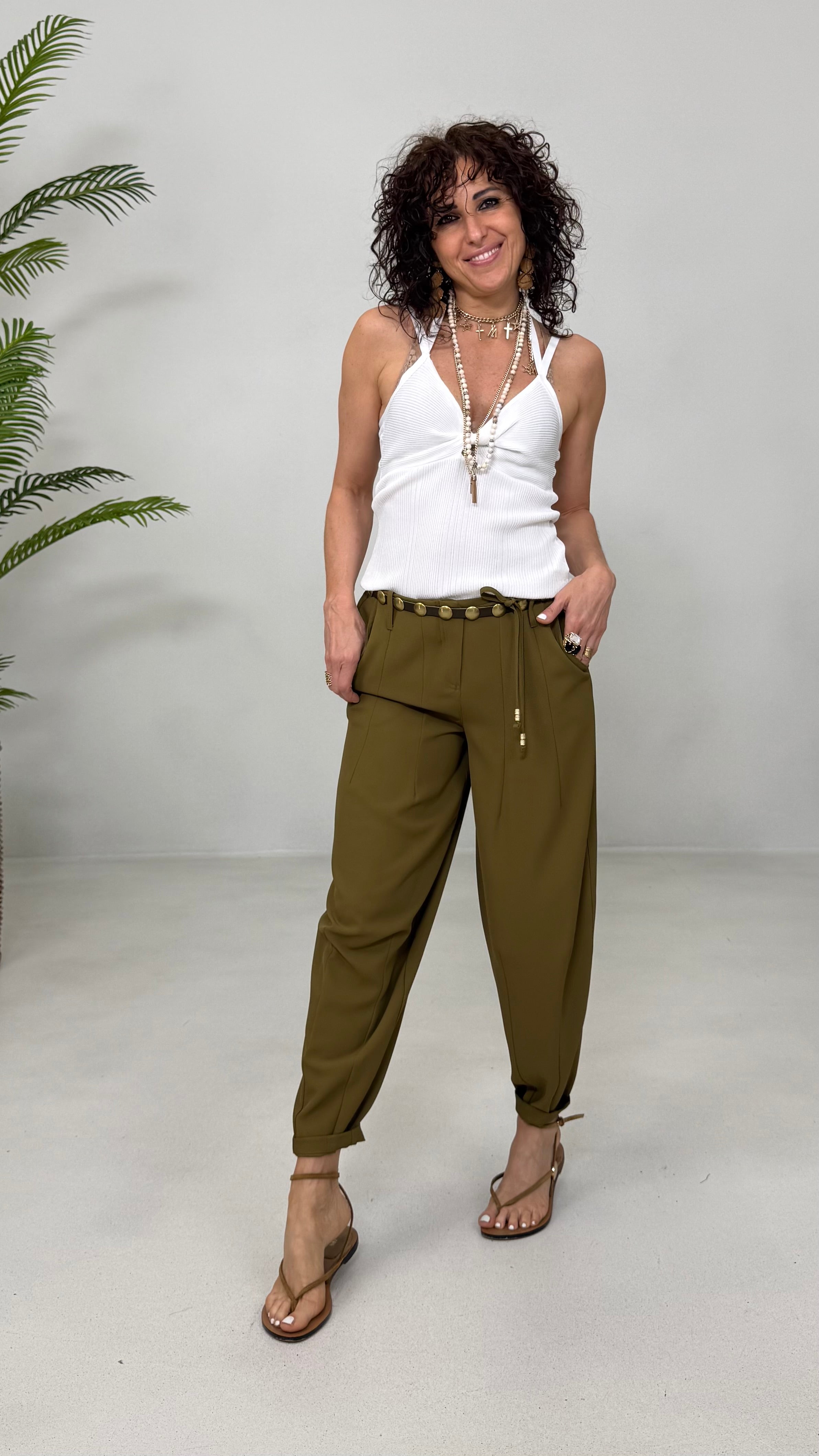 TOP COPPE CON NODO IN FILATO VISCOSA ELASTICA