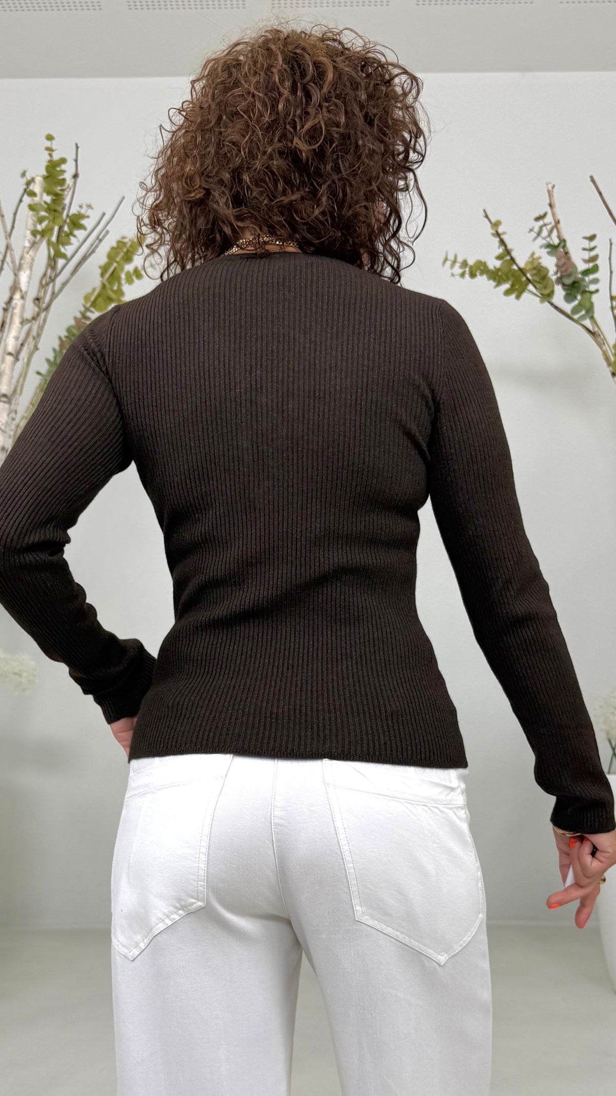 MAGLIA COSTINA SLIM SCOLLO A V LACCIO IN CALDA VISCOSA